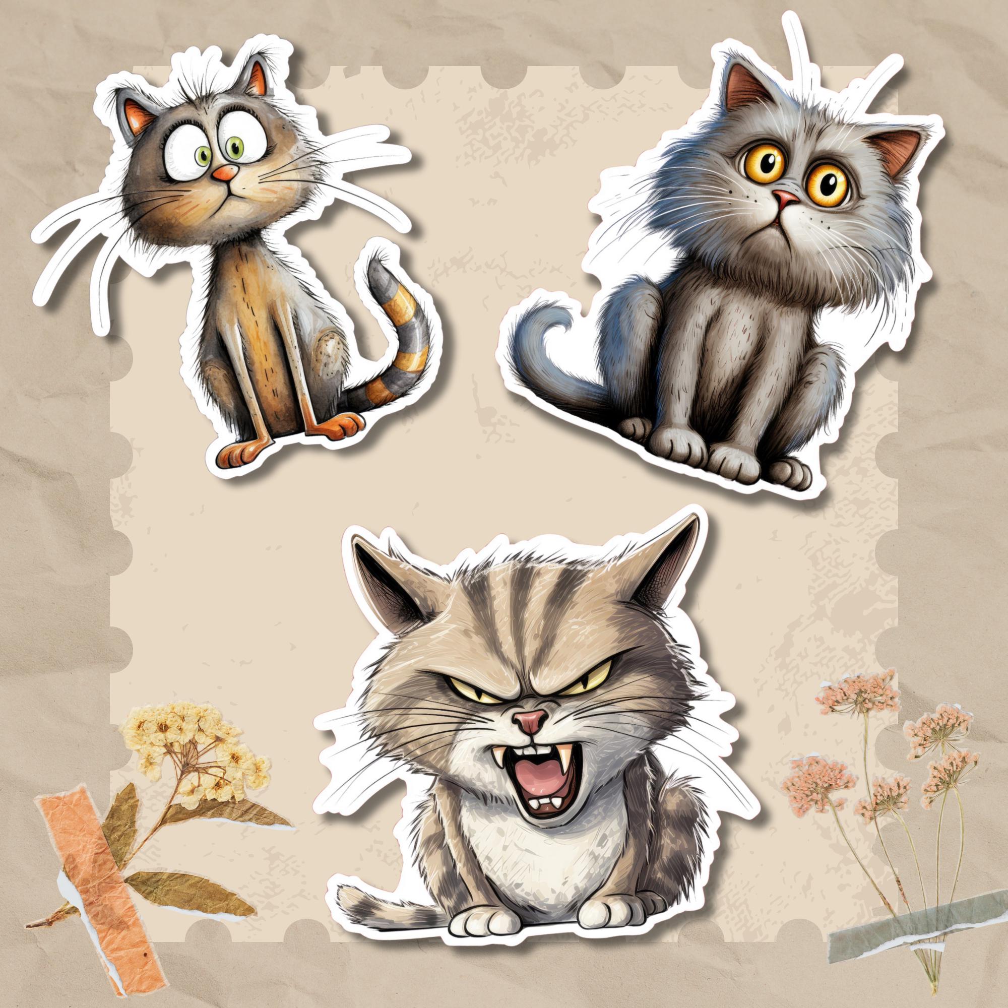 Großer Aufkleber, lustige Katze Sticker, großer Koffer Sticker, Kofferaufkleber  - 3 Aufkleber zur Auswahl in Weiß oder Transparent  #SEG8