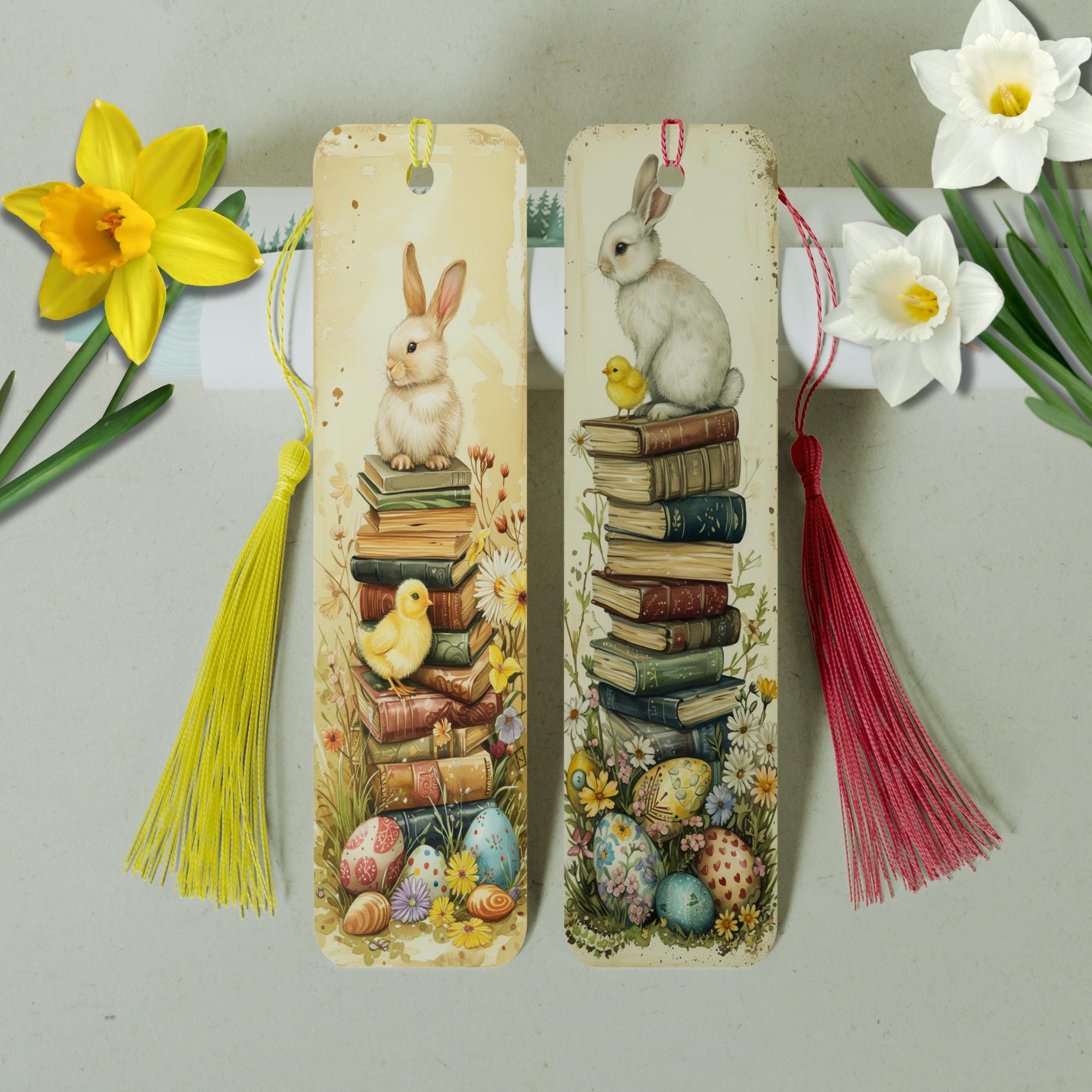 Lesezeichen aus Aluminium Geschenk zu Ostern Hase Osterhase Ostereier Bücher Bookmark - 2 Motive zur Auswahl  #LEALU