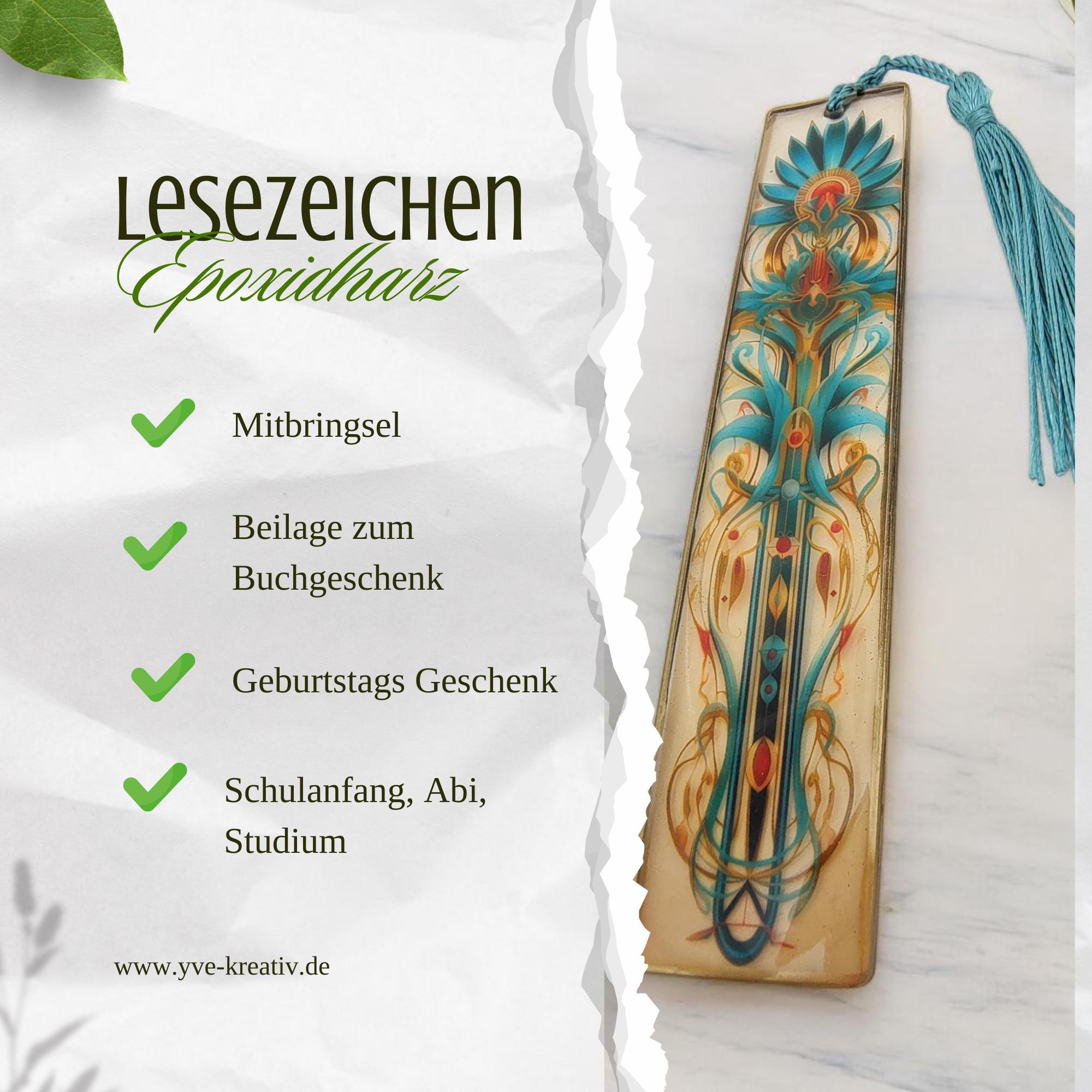 Lesezeichen aus Epoxidharz Mintgrün Gelb Geschenk Geburtstag Mitbringsel zum Buchgeschenk Geschenkidee Buchzeichen transparent #LEEPOX
