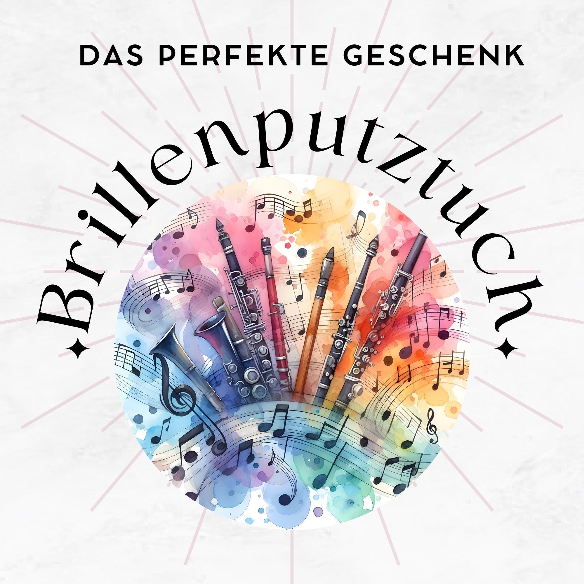 Brillenputztuch Musik Klarinette bedrucktes Mikrofasertuch für Sonnenbrille Displays Handy Geschenk Musiker Mitbringsel Musiklehrer #MC17