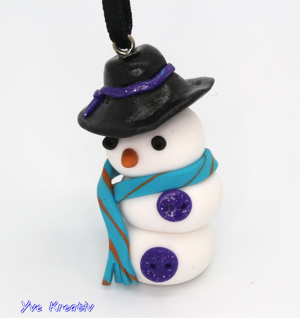 Weihnachtsbaum Anhänger "Schneemann", Ornament handmodeliert, Christbaumschmuck, Geschenkanhänger  #627796163