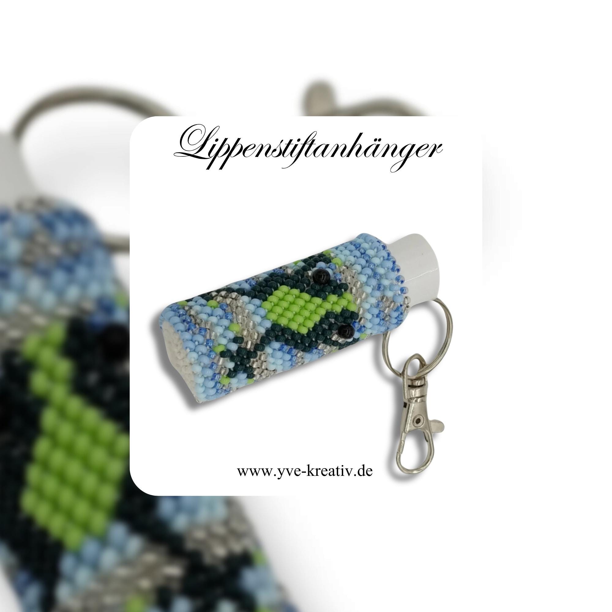Anhänger für Lippenpflegestift Frosch Lippenbalsam Täschchen Schlüsselanhänger aus Rocailles Miniperlen gehäkelt #1137567045