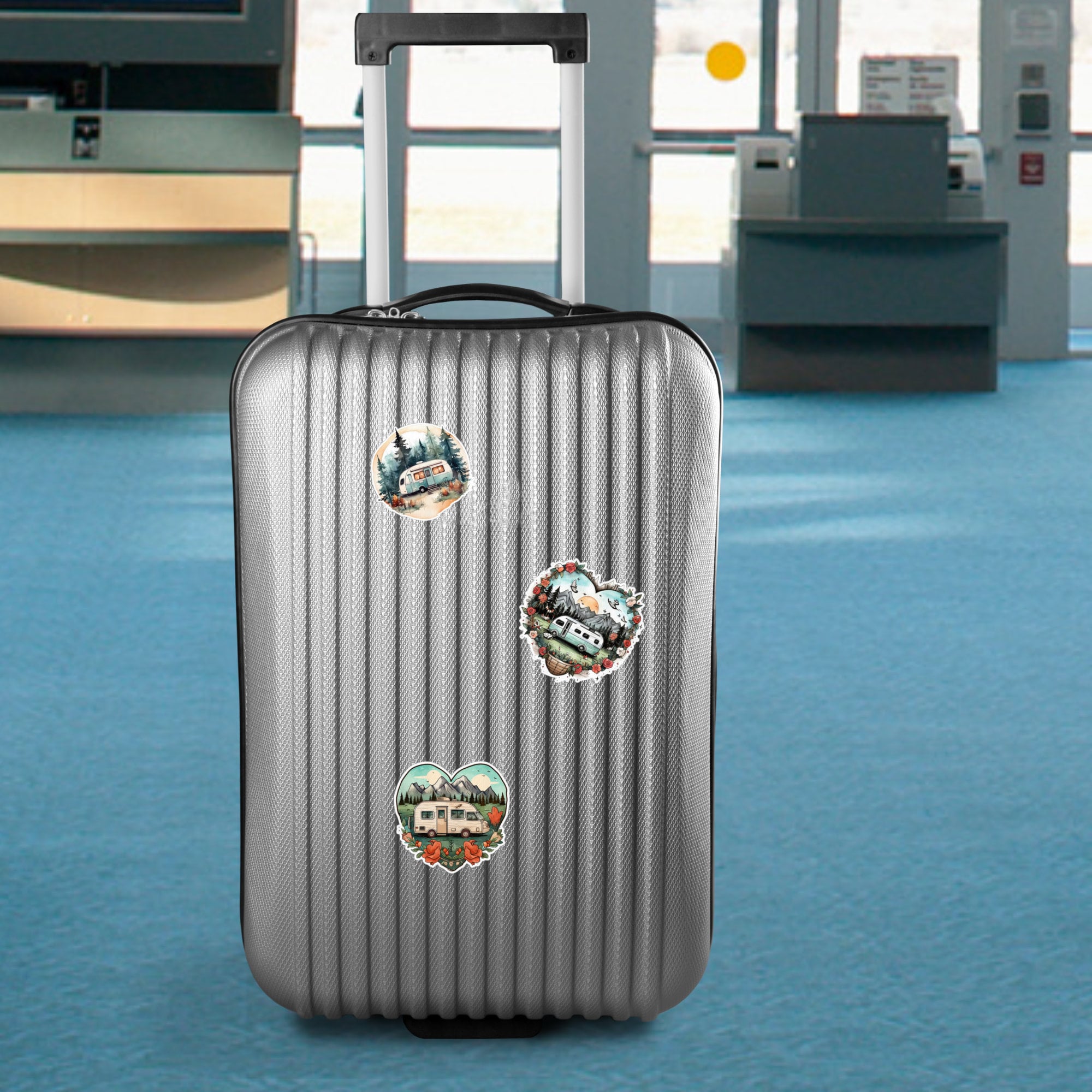 Kofferaufkleber, Aufkleber, Reiseaufkleber, Urlaub Sticker, großer Koffer Sticker  - 3 Aufkleber zur Auswahl in Weiß oder Transparent  #SEG8