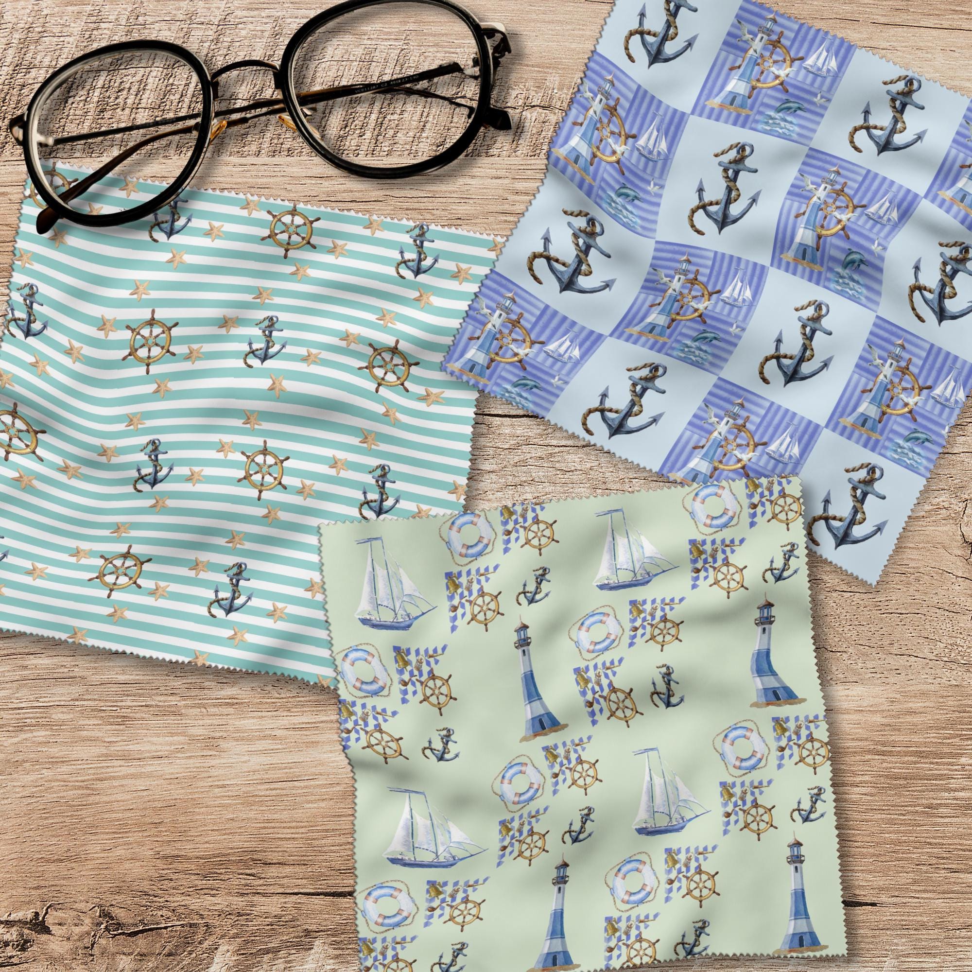 Brillenputztuch Maritim bedrucktes Mikrofasertuch für Sonnenbrille Displays Handy Geschenk Urlaub Gutschein Reise Meer #UR17abc