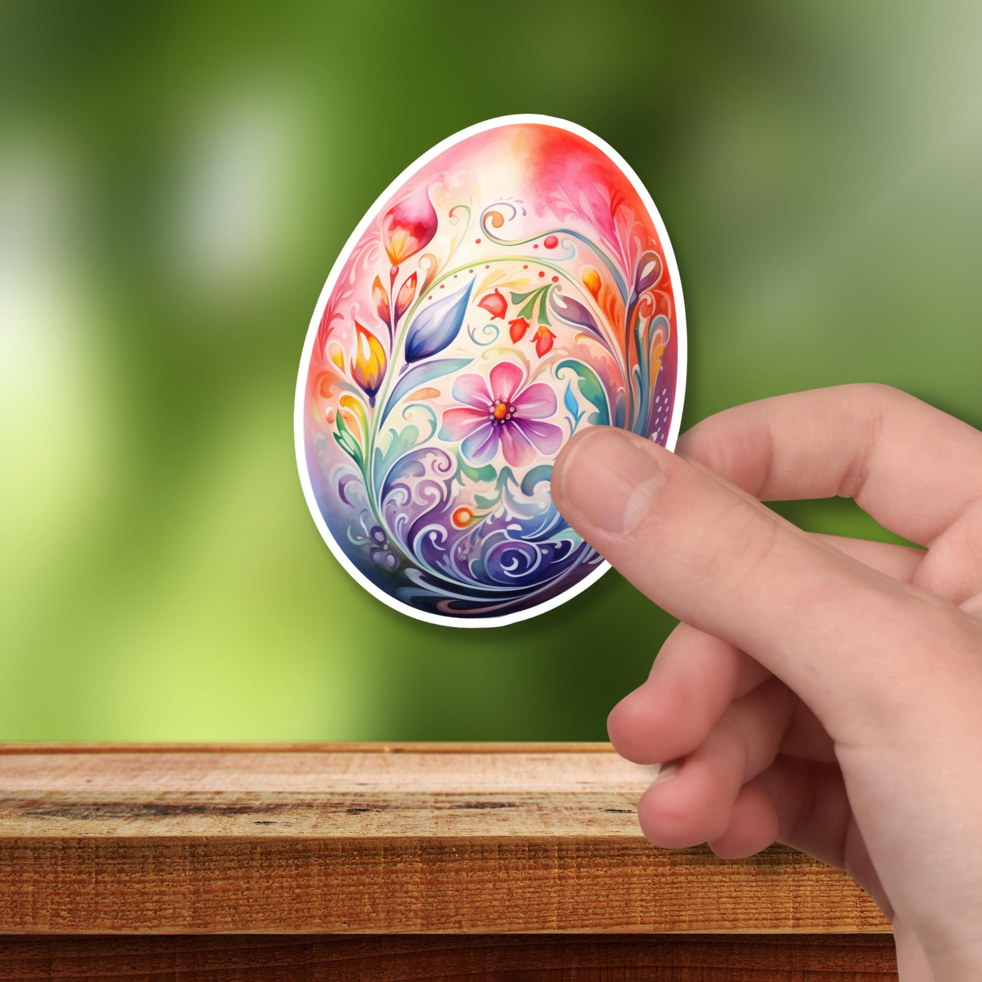 Aufkleber Ostern großer 8 cm Sticker Osterei Deko Osterfest Geschenkaufkleber Dekoei - zur Auswahl in Weiß oder Transparent  #SEG8