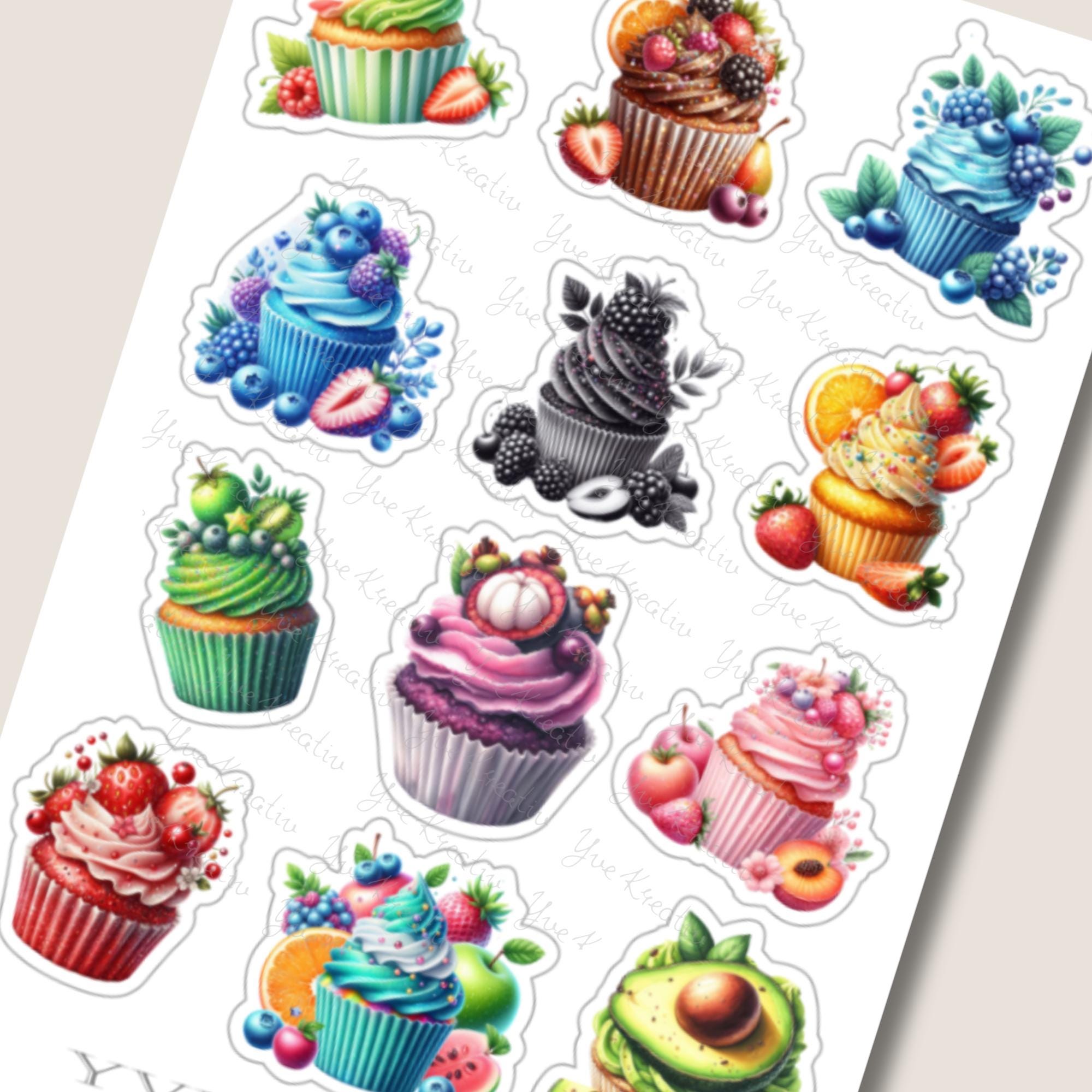 Aufkleber Cupcake Sommer Sticker Bogen Früchte Muffin Stickerbogen 3 Bögen zur Auswahl in Weiß - Transparent - Matt - Glanz #SBA6 Aufkleber Cupcake Sommer Sticker Bogen Früchte Muffin Stickerbogen 3 Bögen zur Auswahl in Weiß - Transparent - Matt - Glanz #SBA6