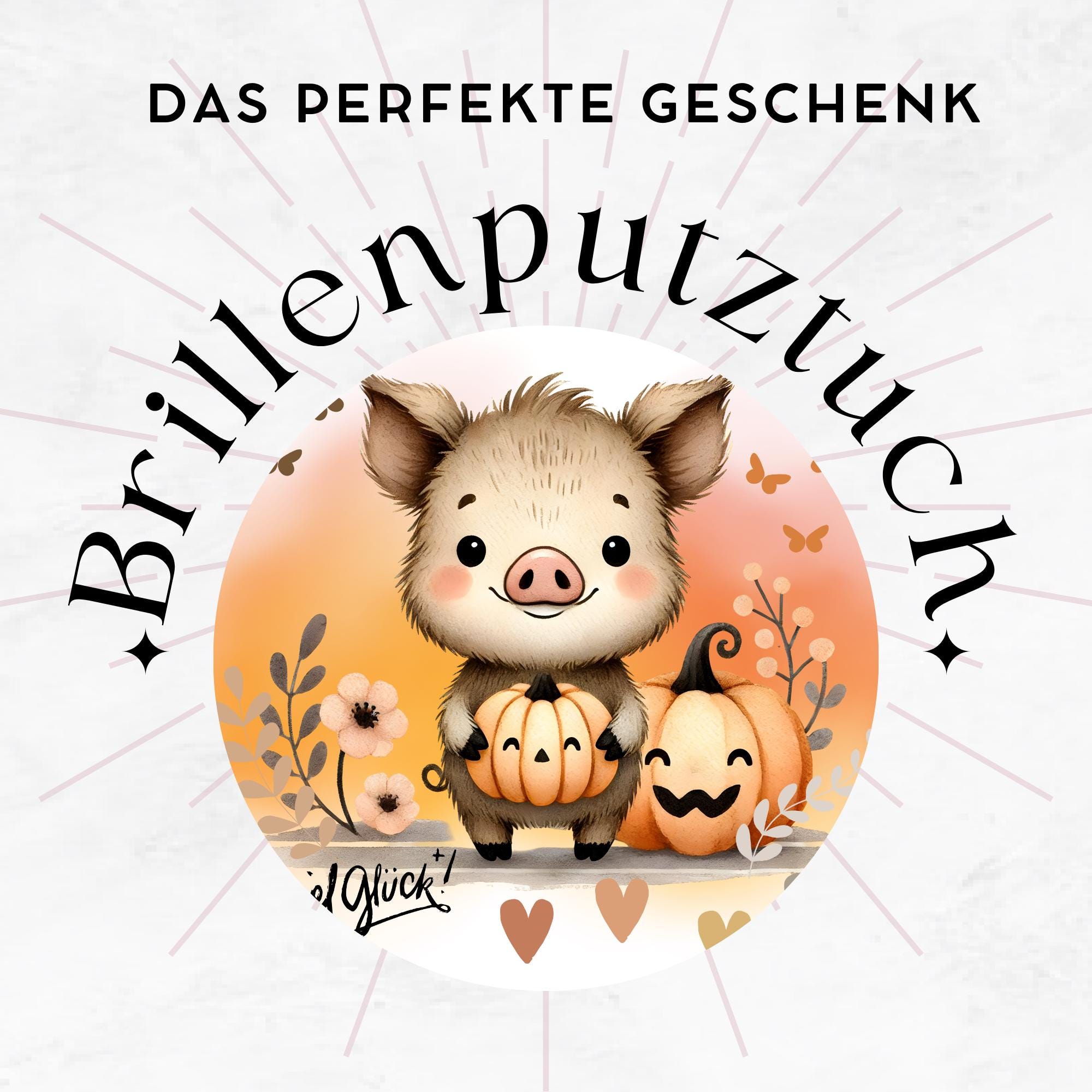 Brillenputztuch Herbst Glücksschweinchen bedrucktes Mikrofasertuch für Sonnenbrille Displays Handy Geschenk Halloween Mitbringsel #TI170