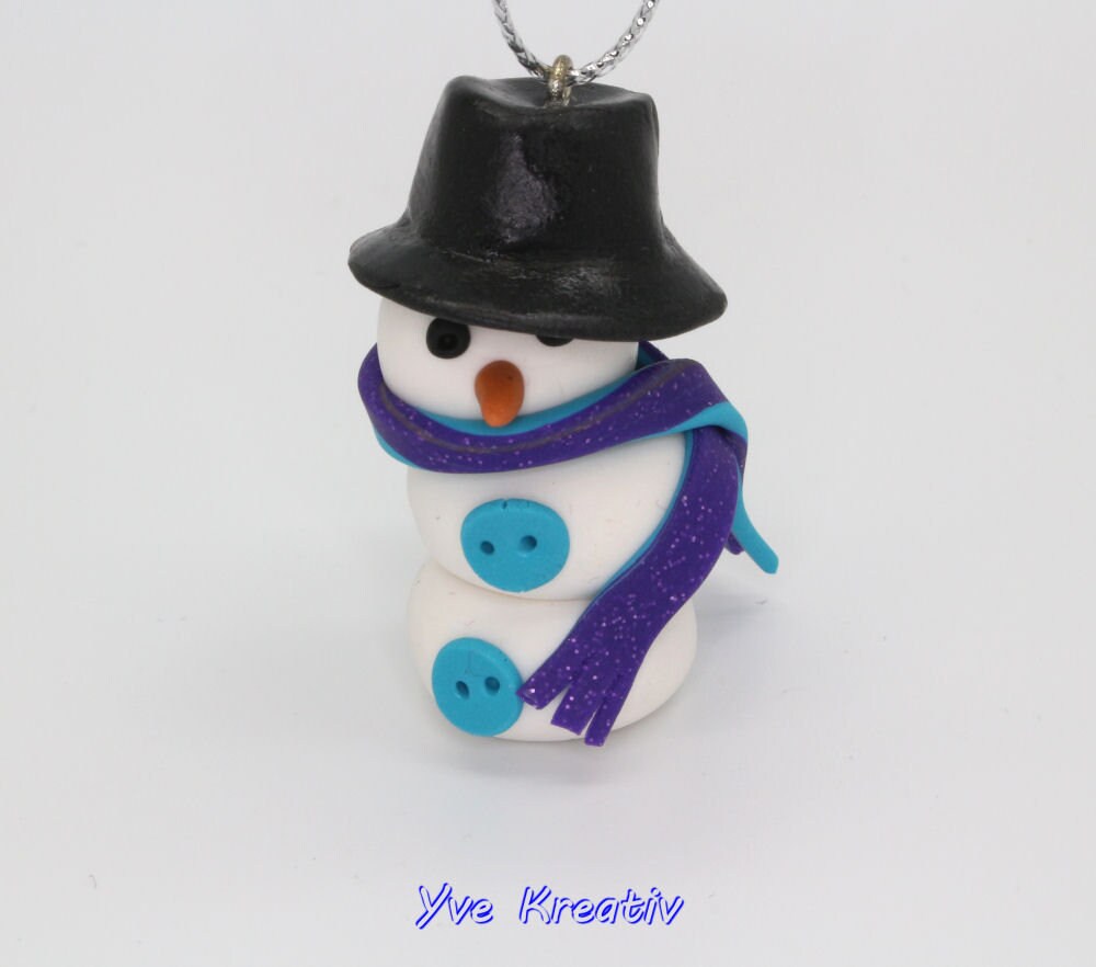 Weihnachtsbaum Anhänger "Schneemann", Ornament handmodeliert, Christbaumschmuck, Geschenkanhänger  #613960826