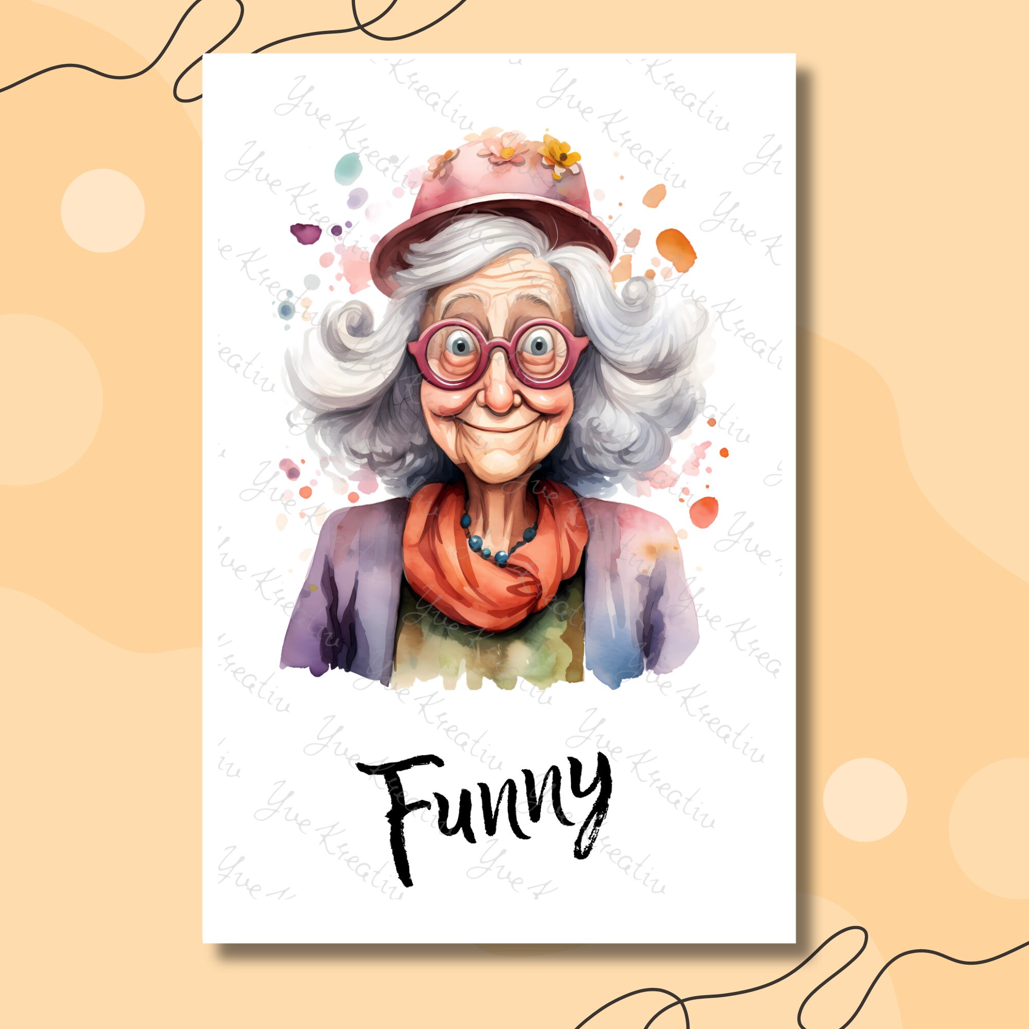 Postkarte, Grußkarte, Karte zum Geburtstag I Crazy, Funny, Lovely I Old Lady, Oma, Großmutter   #PHO