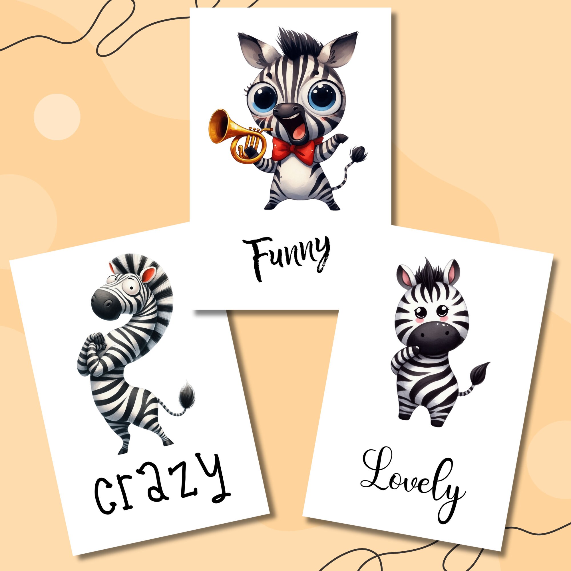 Postkarte, Grußkarte, Karte zum Geburtstag I Crazy, Funny, Lovely I Zebra