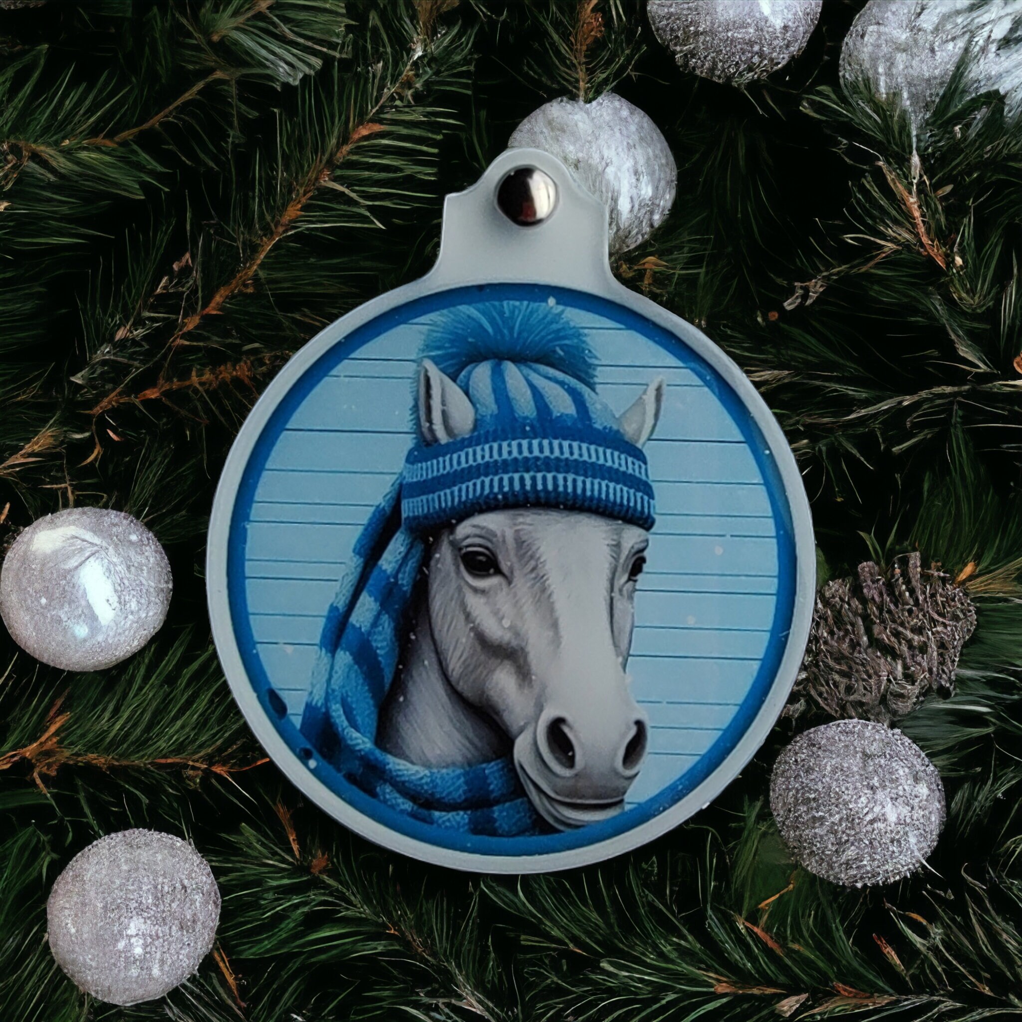 Weihnachtskugel Weihnachtsschmuck Baumanhänger Christmas Ornaments auf einer runden Weihnachtskarte inkl. Kuvert  #1622476911