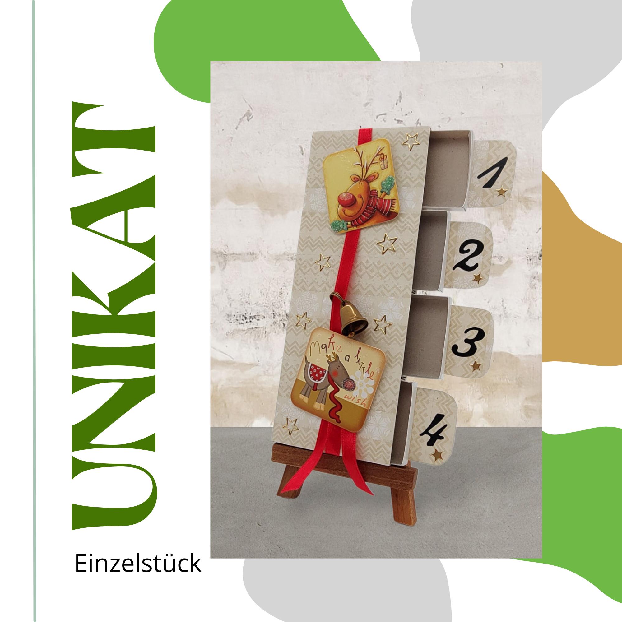 Adventskalender zum Befüllen aus 4 Streichholzschachteln Upcycling kleine Adventsgeschenke Geldgeschenk Weihnachten Mitbringsel #613960800