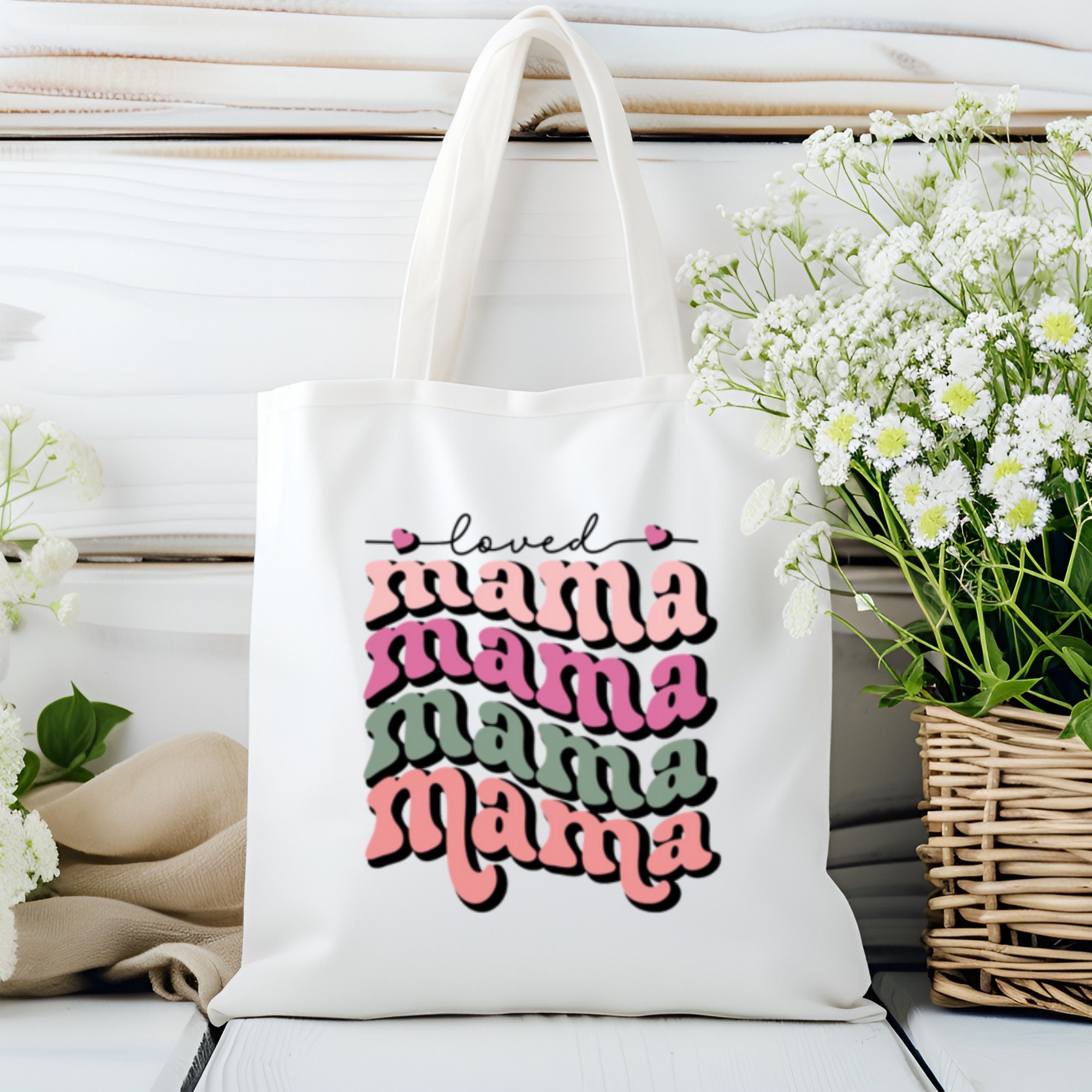 Stofftasche, Stoffbeutel, Einkaufstasche, Tasche, Geschenk zum Muttertag, Geburtstag, in Weiß oder Beige "Love, Mama"  #STSUB