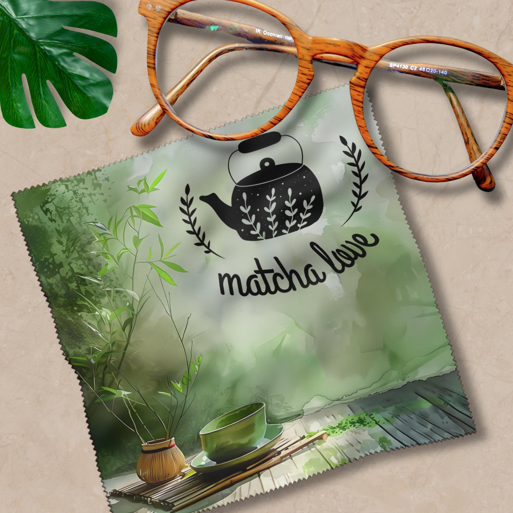 Brillenputztuch Matcha Tee Geschenk Geburtstag Mitbringsel Teetrinker bedrucktes Mikrofasertuch für Brille Sonnenbrille Displays #ES13