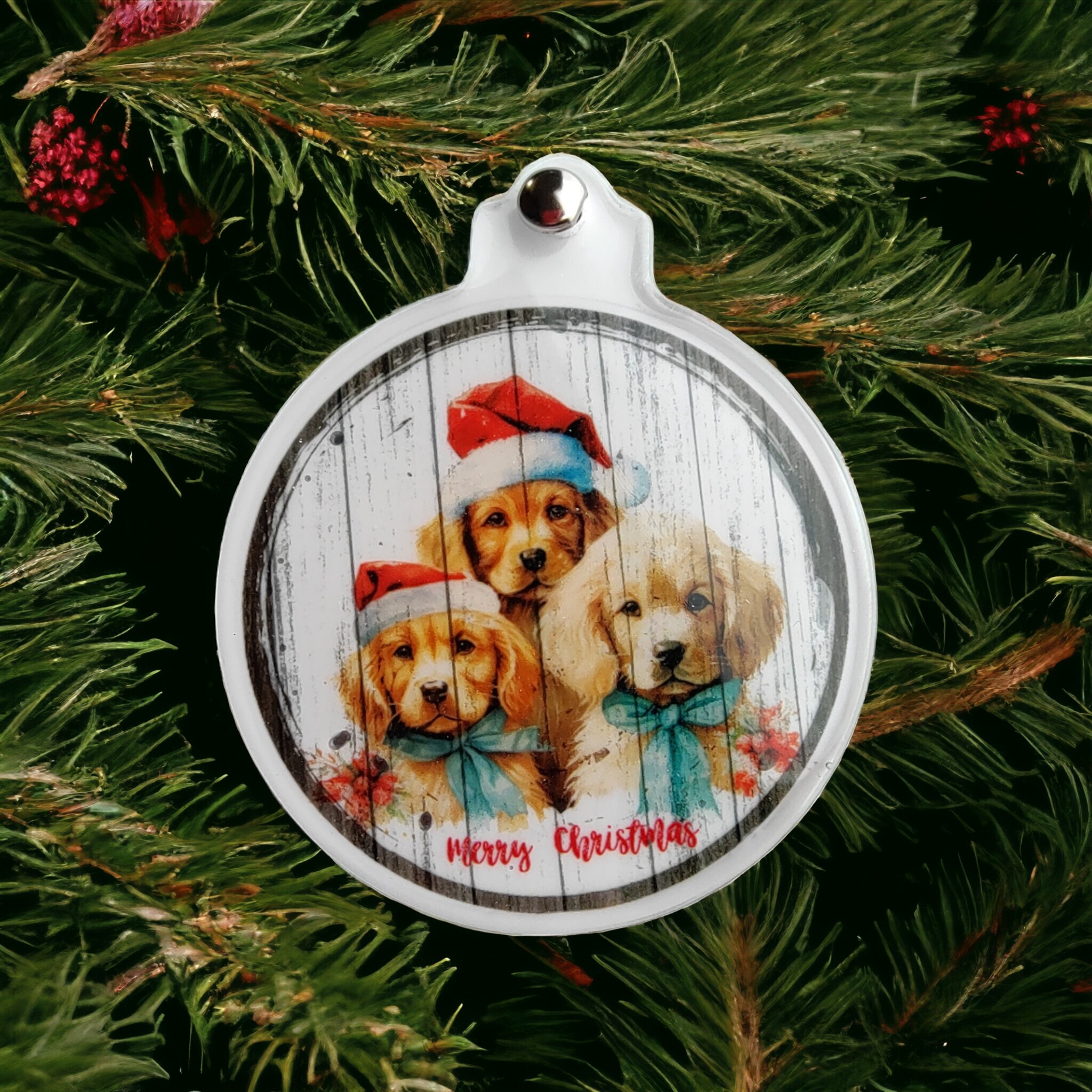 Weihnachtskugel Weihnachtsschmuck Baumanhänger Christmas Ornaments auf einer runden Weihnachtskarte inkl. Kuvert  #1622475773
