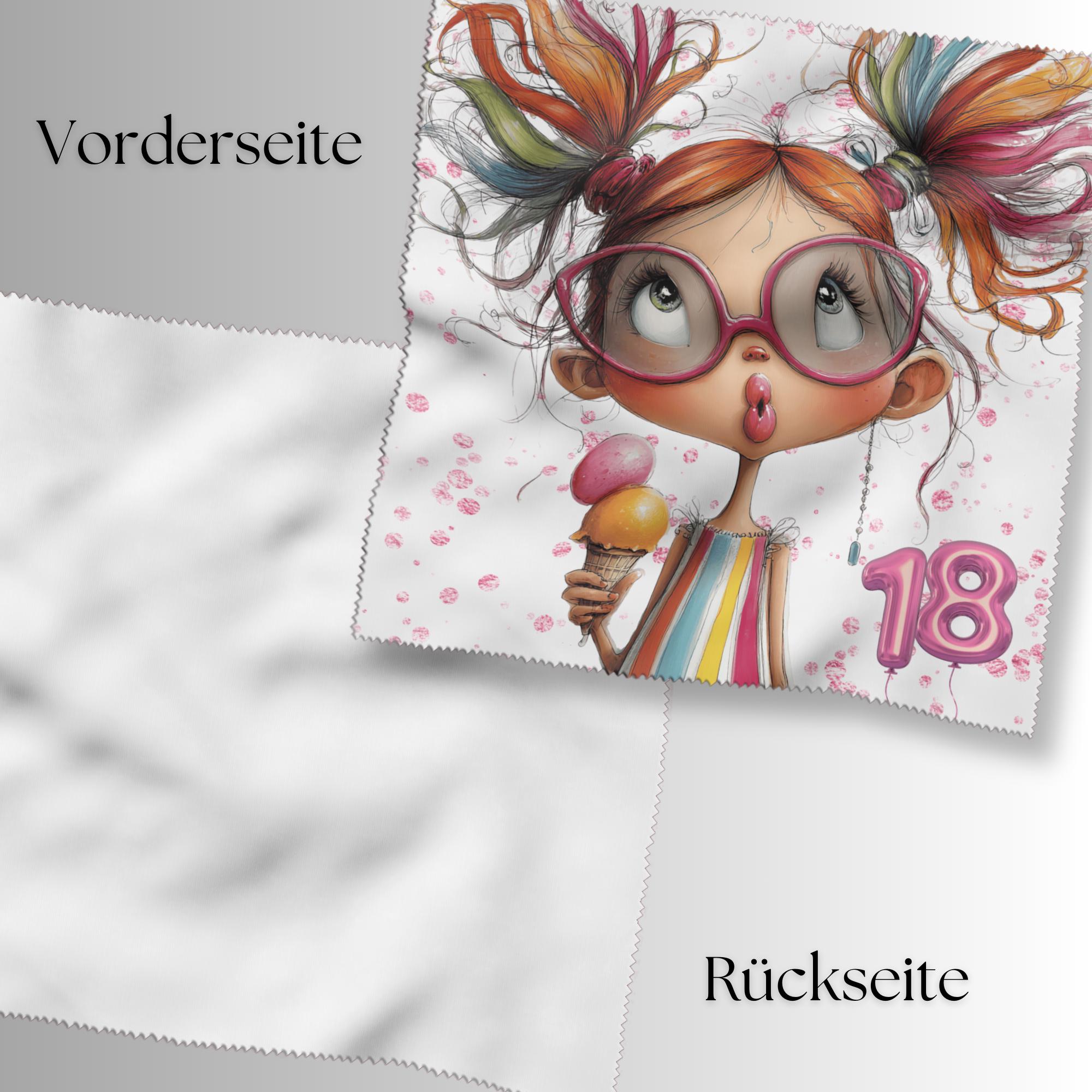 Brillenputztuch 18. Geburtstag Mädchen bedrucktes Mikrofasertuch für Brille Sonnenbrille Displays Handyputztuch Brillentuch Mikrofaser #AL85