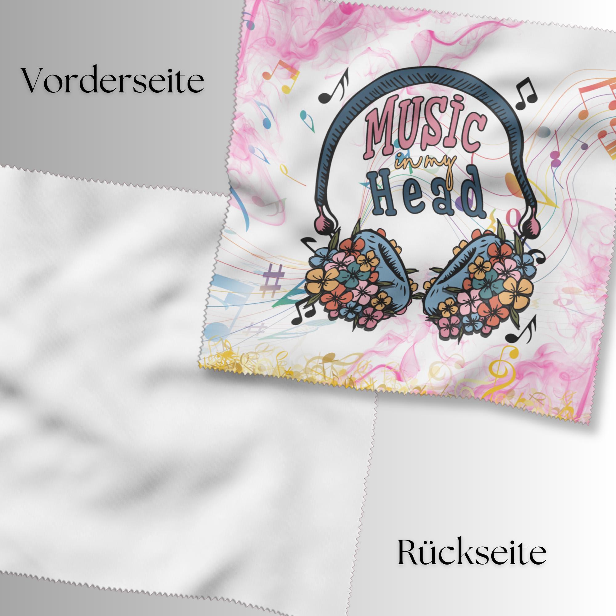 Brillenputztuch Musik Kopfhörer bedrucktes Mikrofasertuch für Sonnenbrille Display Handy Musiker Geschenk Musikerliebhaber #MC3