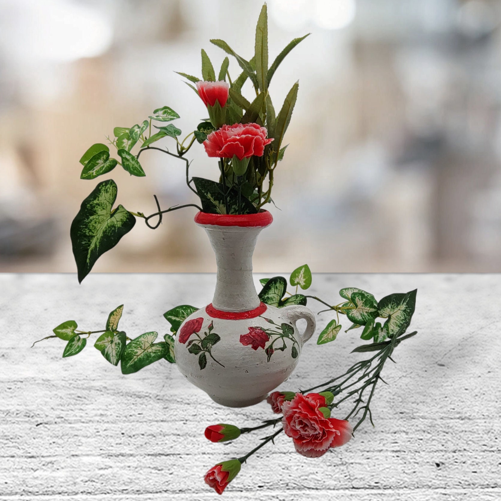Steingut Vase "Rose"
