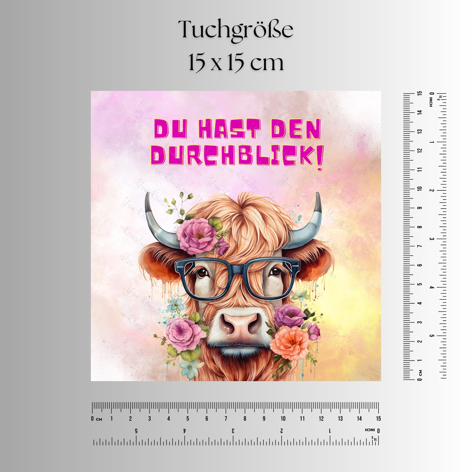 Brillenputztuch Kuh Durchblick bedrucktes Mikrofasertuch für Brille Sonnenbrille Reinigungstuch Handy Bildschirm Kamera Objektiv #TI150