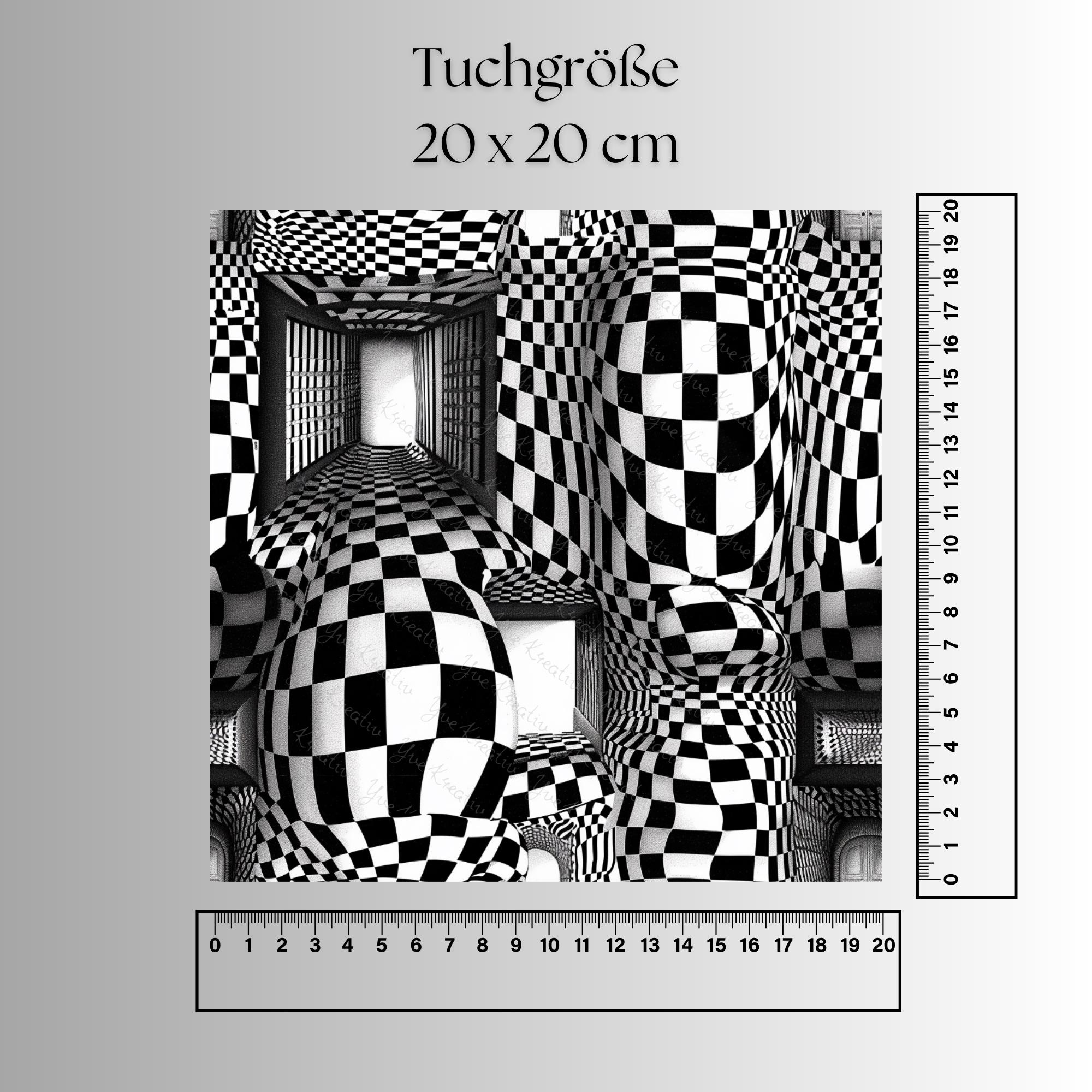 Brillenputztuch Op-Art bedrucktes Mikrofasertuch für Brille Sonnenbrille Displays Handyputztuch Brillentuch Mikrofaser Schwarz Weiß #AL69