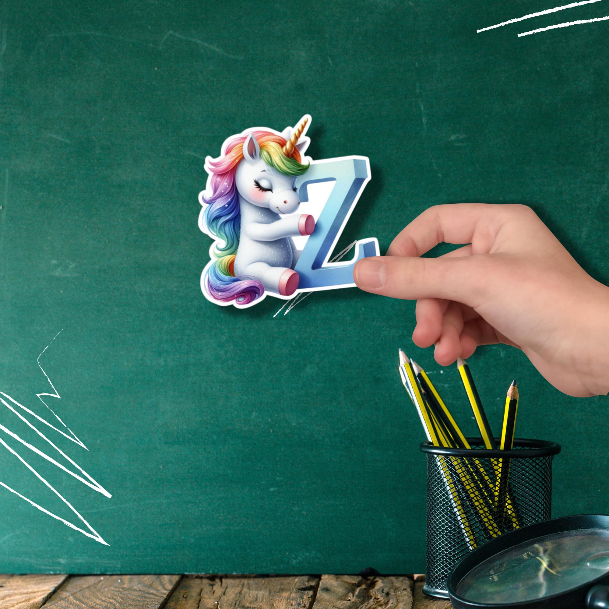 Großer Aufkleber, ABC Sticker, Einhorn, Regenbogen, Kinder, Schule, zur Auswahl in Weiß oder Transparent #SEG8 Großer Aufkleber, ABC Sticker, Einhorn, Regenbogen, Kinder, Schule, zur Auswahl in Weiß oder Transparent #SEG8