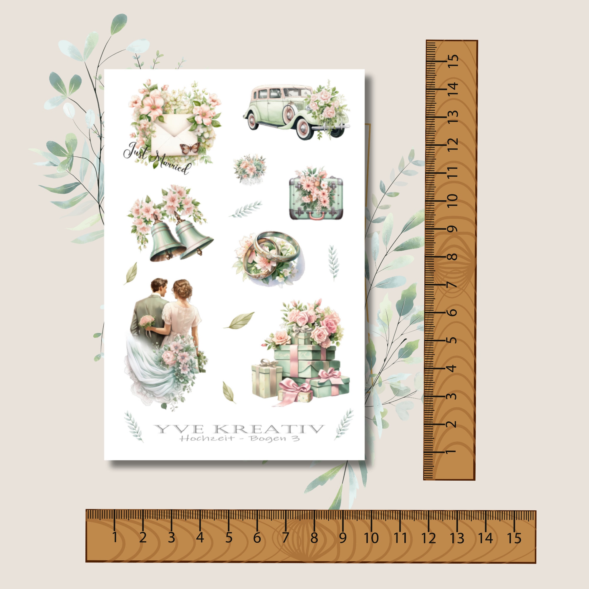 Sticker Bogen " Hochzeit " | Sticker Set - Aufkleber Stickerbogen zur Auswahl in Weiß - Transparent - Matt - Glanz  #SBA6