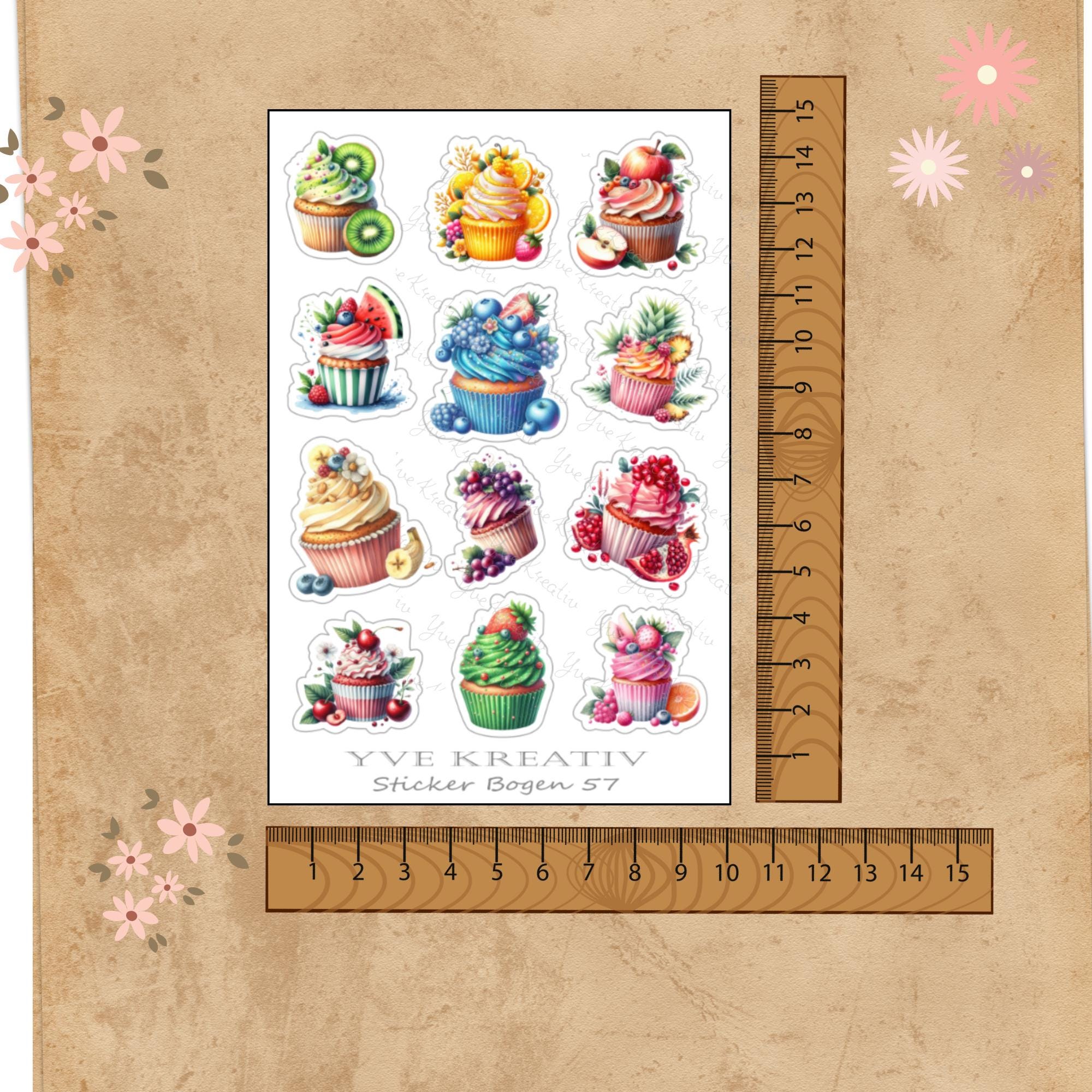 Aufkleber Cupcake Sommer Sticker Bogen Früchte Muffin Stickerbogen 3 Bögen zur Auswahl in Weiß - Transparent - Matt - Glanz #SBA6 Aufkleber Cupcake Sommer Sticker Bogen Früchte Muffin Stickerbogen 3 Bögen zur Auswahl in Weiß - Transparent - Matt - Glanz #SBA6