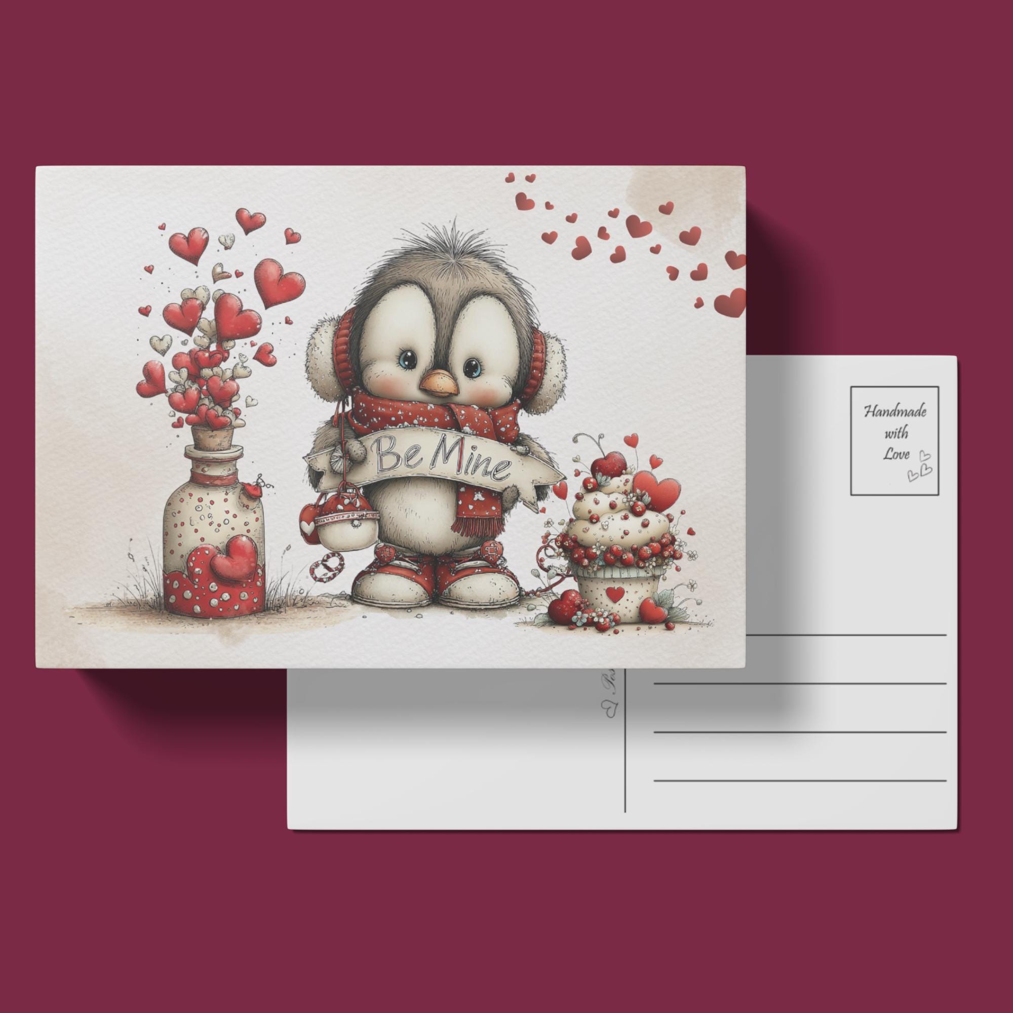 Postkarte zum Valentinstag Grußkarte für Verliebte Liebesgruß Be Mine Verlobungskarte Liebesbrief #PHL19