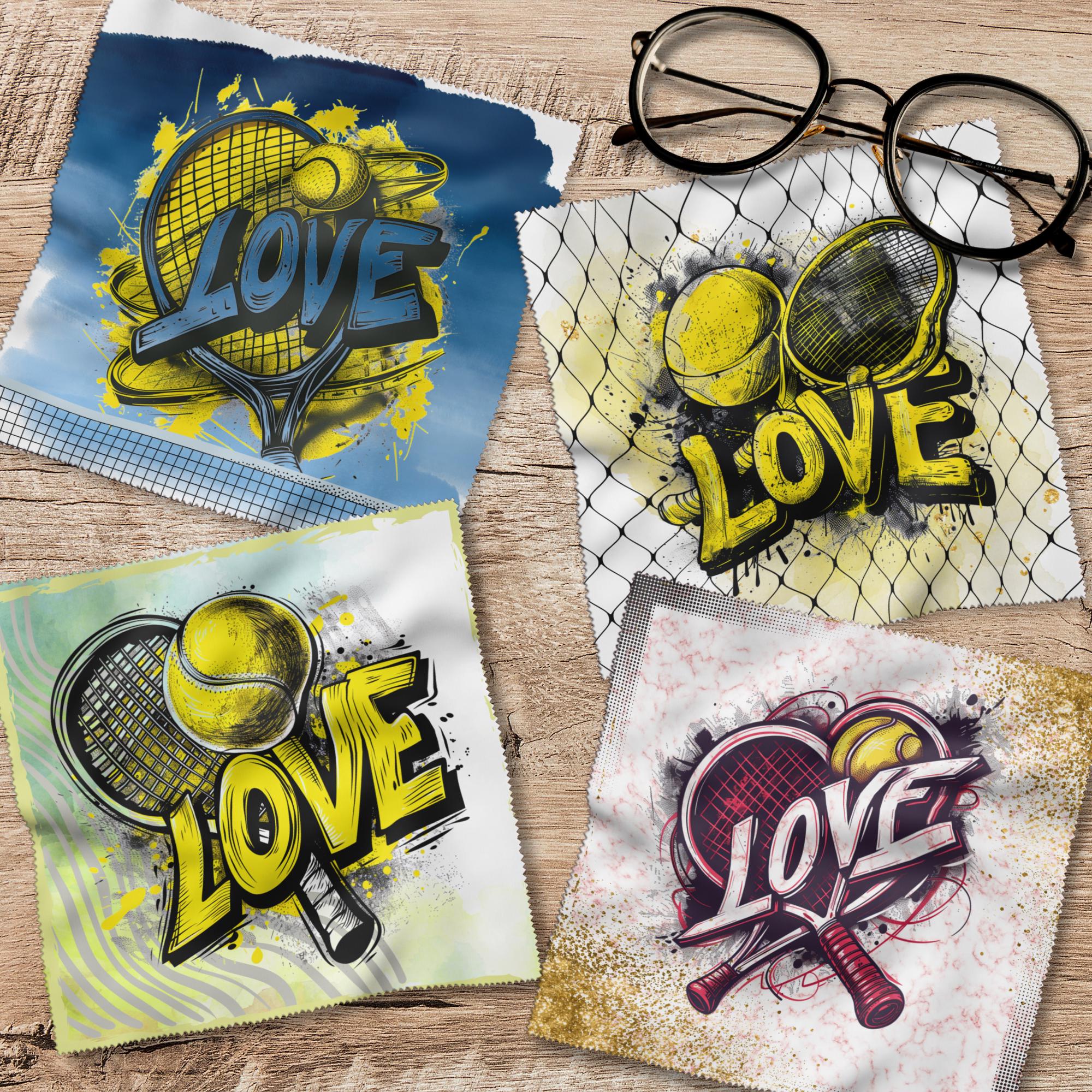 Brillenputztuch Tennis bedrucktes Mikrofasertuch Tuch Sonnenbrille Displays Geschenk Geburtstag Mitbringsel Freundin Tennisspieler #SP8abcd