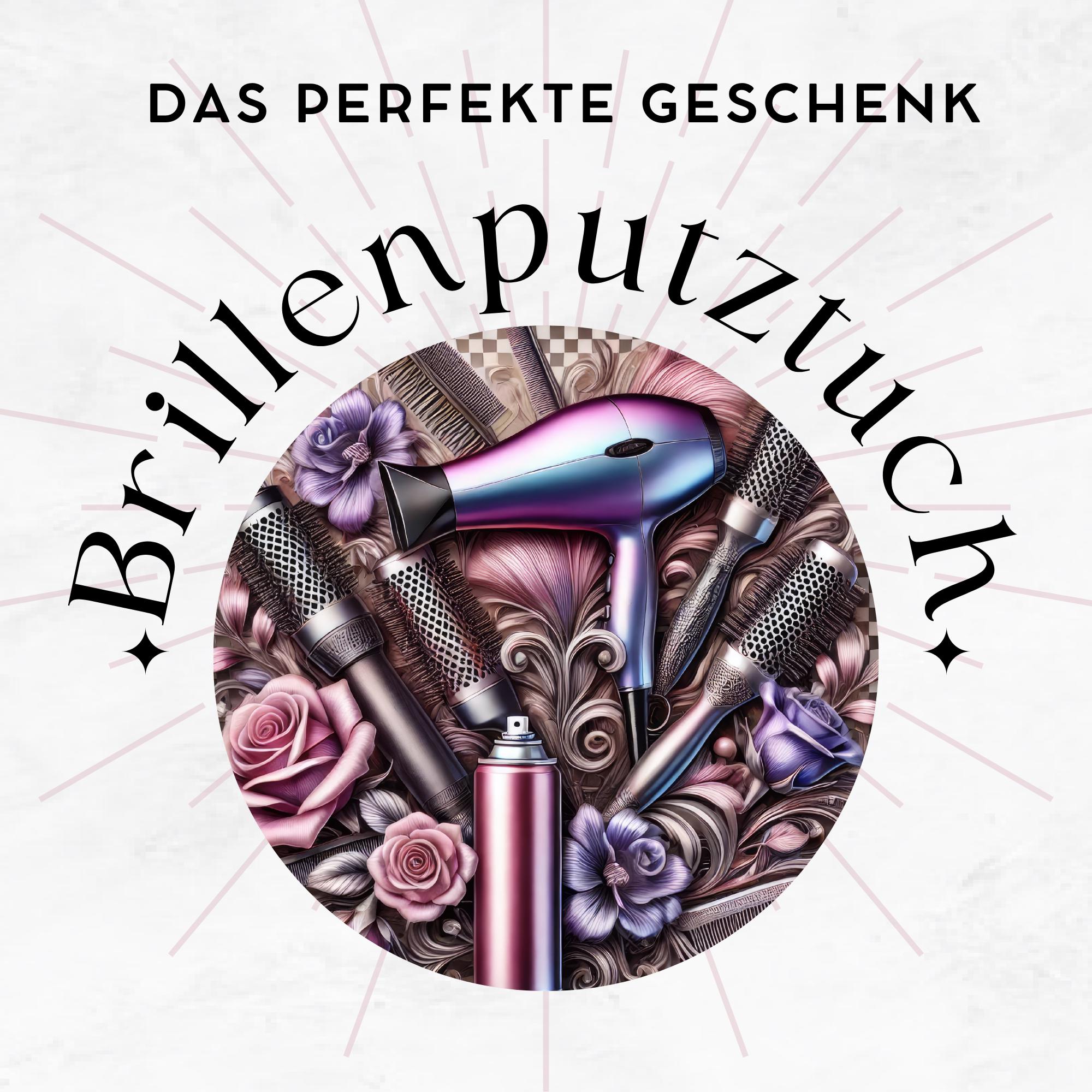 Brillenputztuch Friseur bedrucktes Mikrofasertuch für Brille Display Handy Sonnenbrille Größe 15x15 cm oder 20x20 cm #BE17