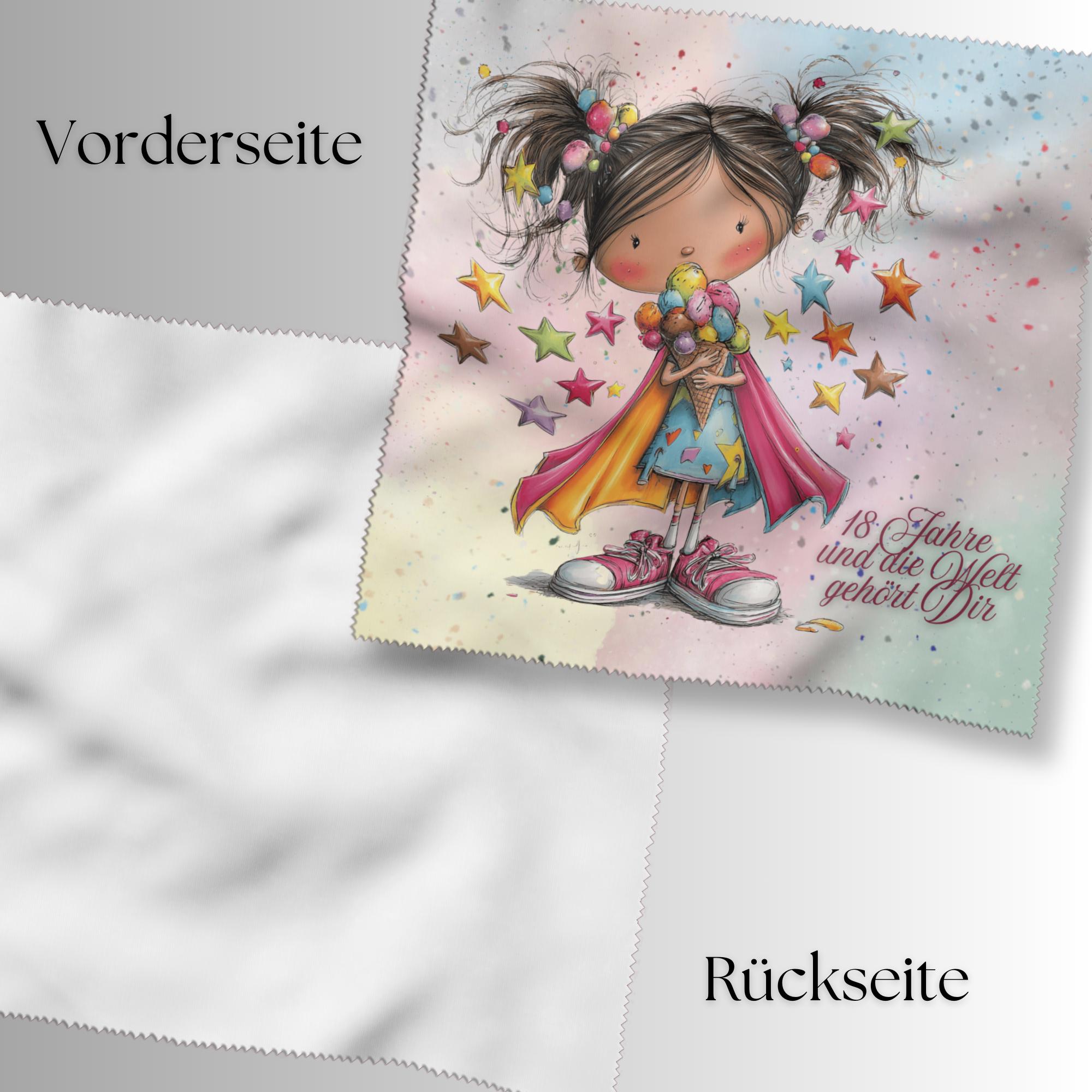 Brillenputztuch 18. Geburtstag Mädchen bedrucktes Mikrofasertuch für Brille Sonnenbrille Displays Handyputztuch Brillentuch Mikrofaser #AL86