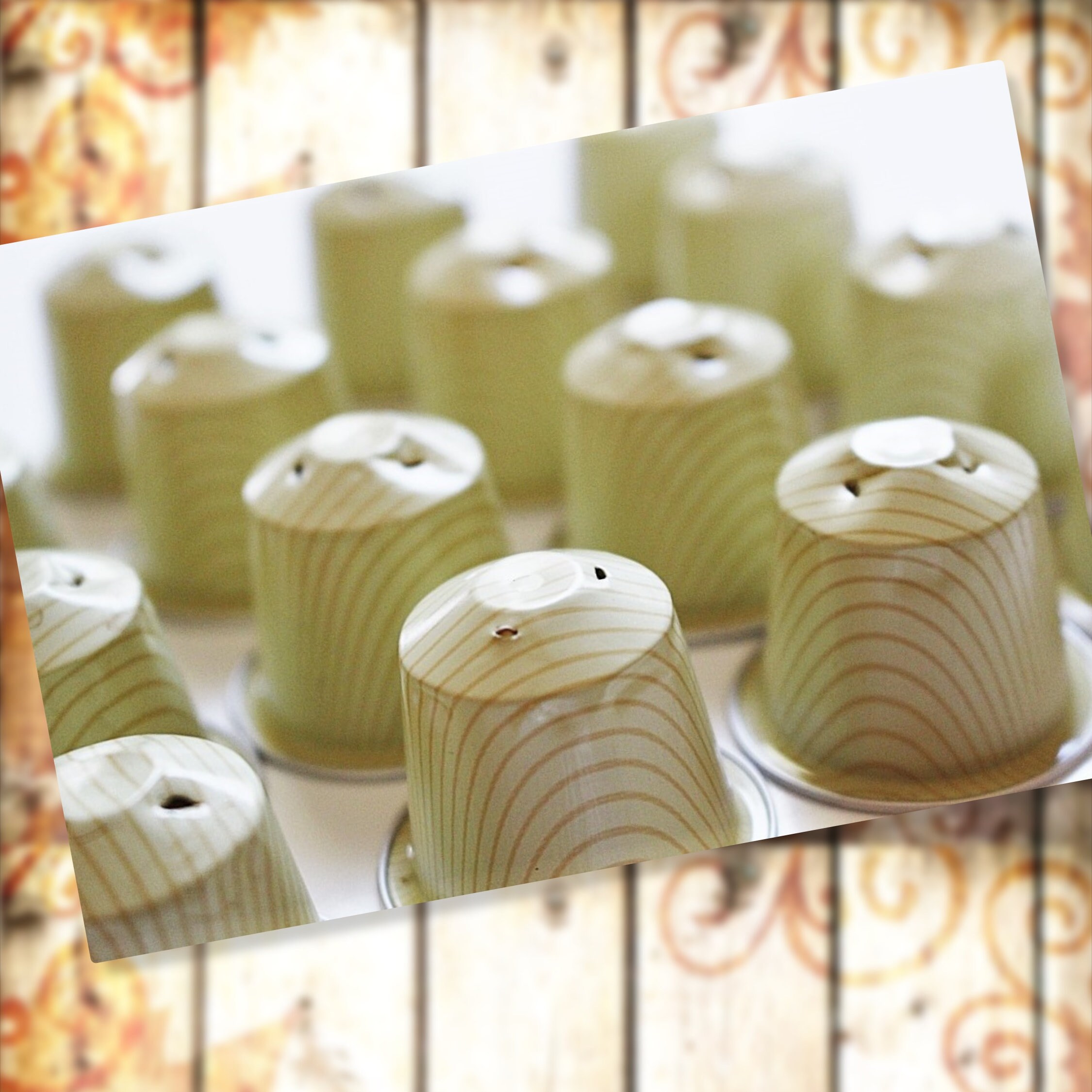 10 leere Kaffeekapseln Farbe : Creme-Nadelstreifen  #KNS