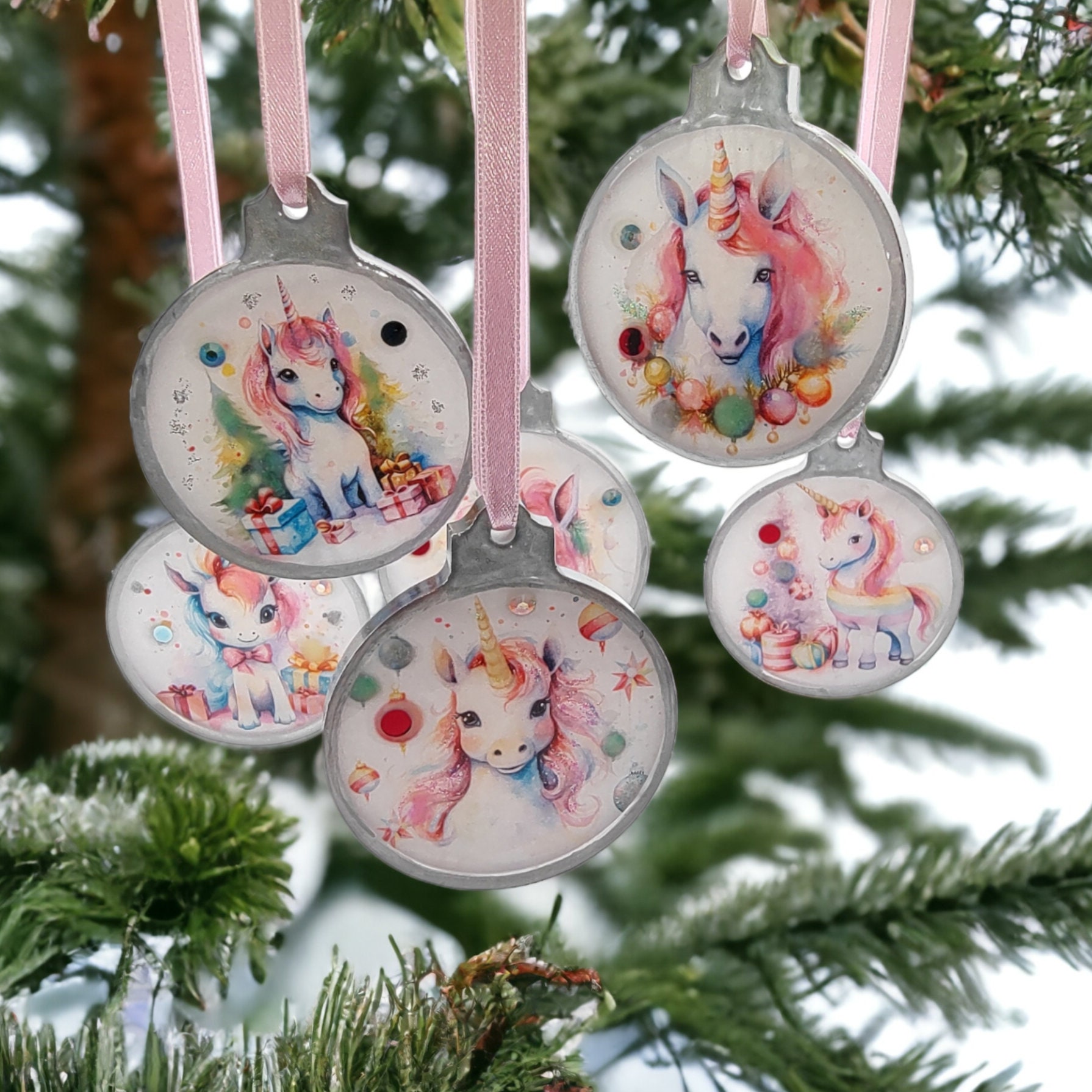 Weihnachtskugel Weihnachtsschmuck Baumanhänger Christmas Ornaments Weihnachten Baumkugel  Motiv "Einhorn"  #1606564442