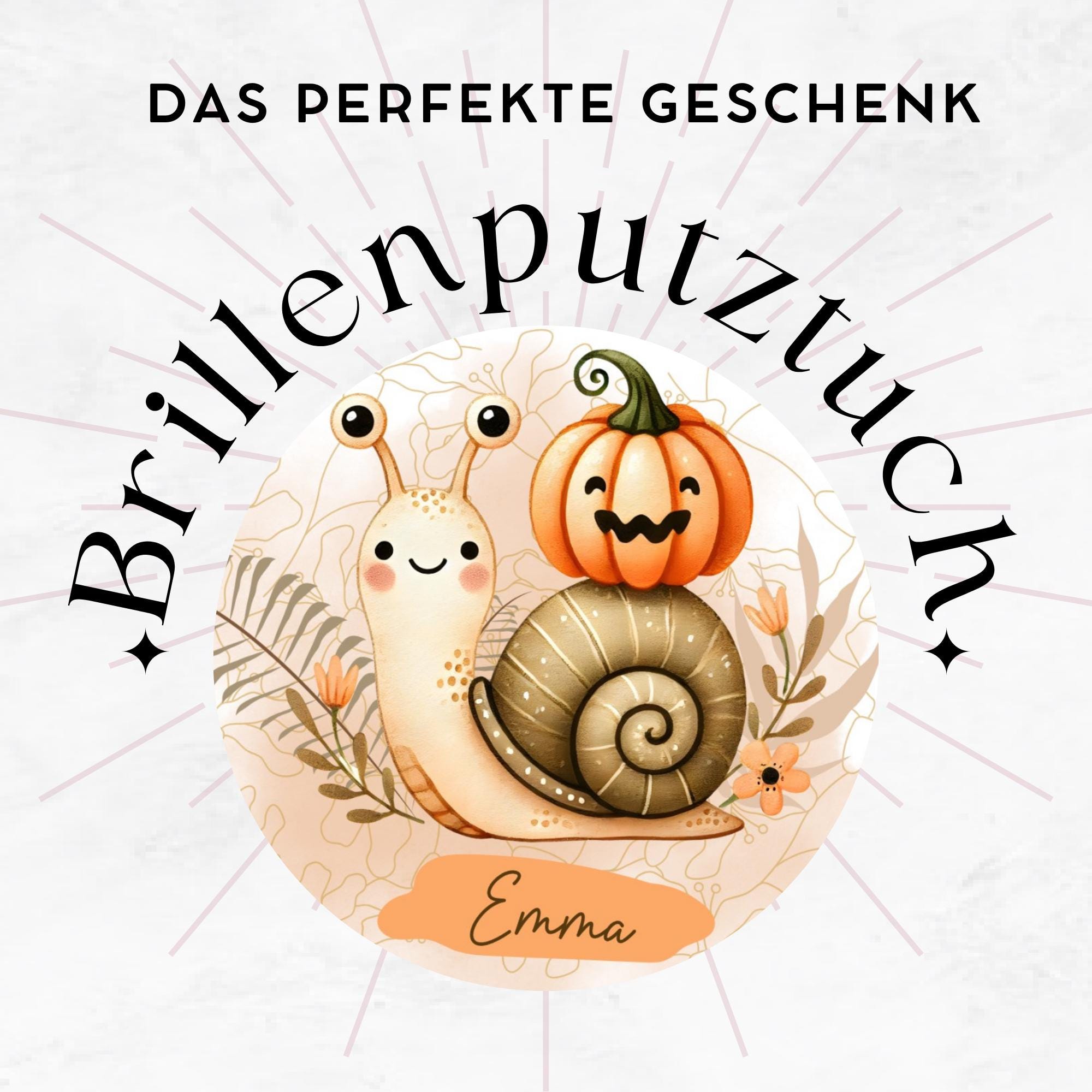 Brillenputztuch Herbst Schnecke personalisiert mit Namen bedrucktes Mikrofasertuch für Display Handy Sonnenbrille Geschenk Halloween #TI163P Brillenputztuch Herbst Schnecke personalisiert mit Namen bedrucktes Mikrofasertuch für Display Handy Sonnenbrille Geschenk Halloween #TI163P