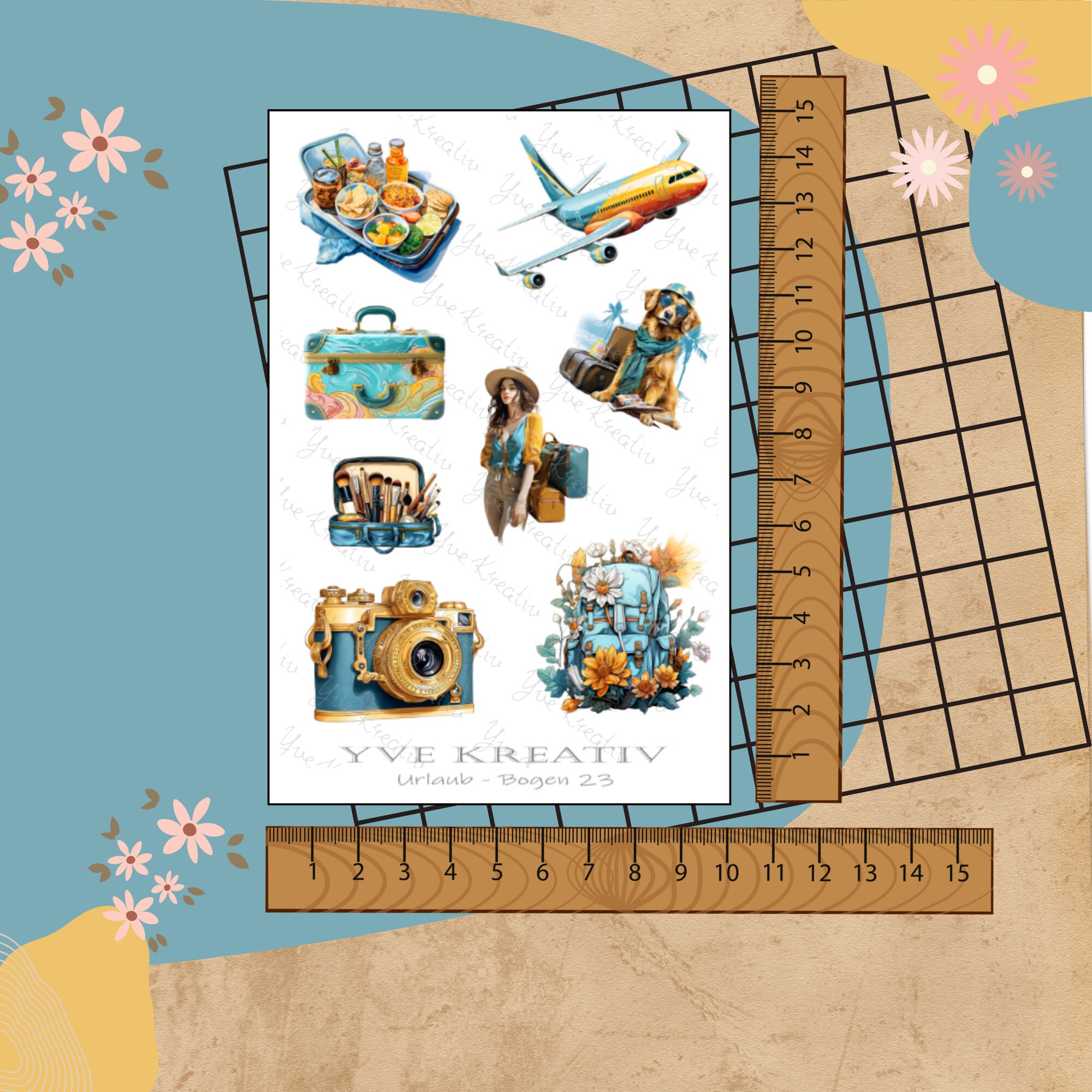 Sticker Bogen " Urlaub Reisen Fernweh " | Sticker Set - Aufkleber 3 Stickerbogen zur Auswahl in Weiß - Transparent - Matt - Glanz  #SBA6