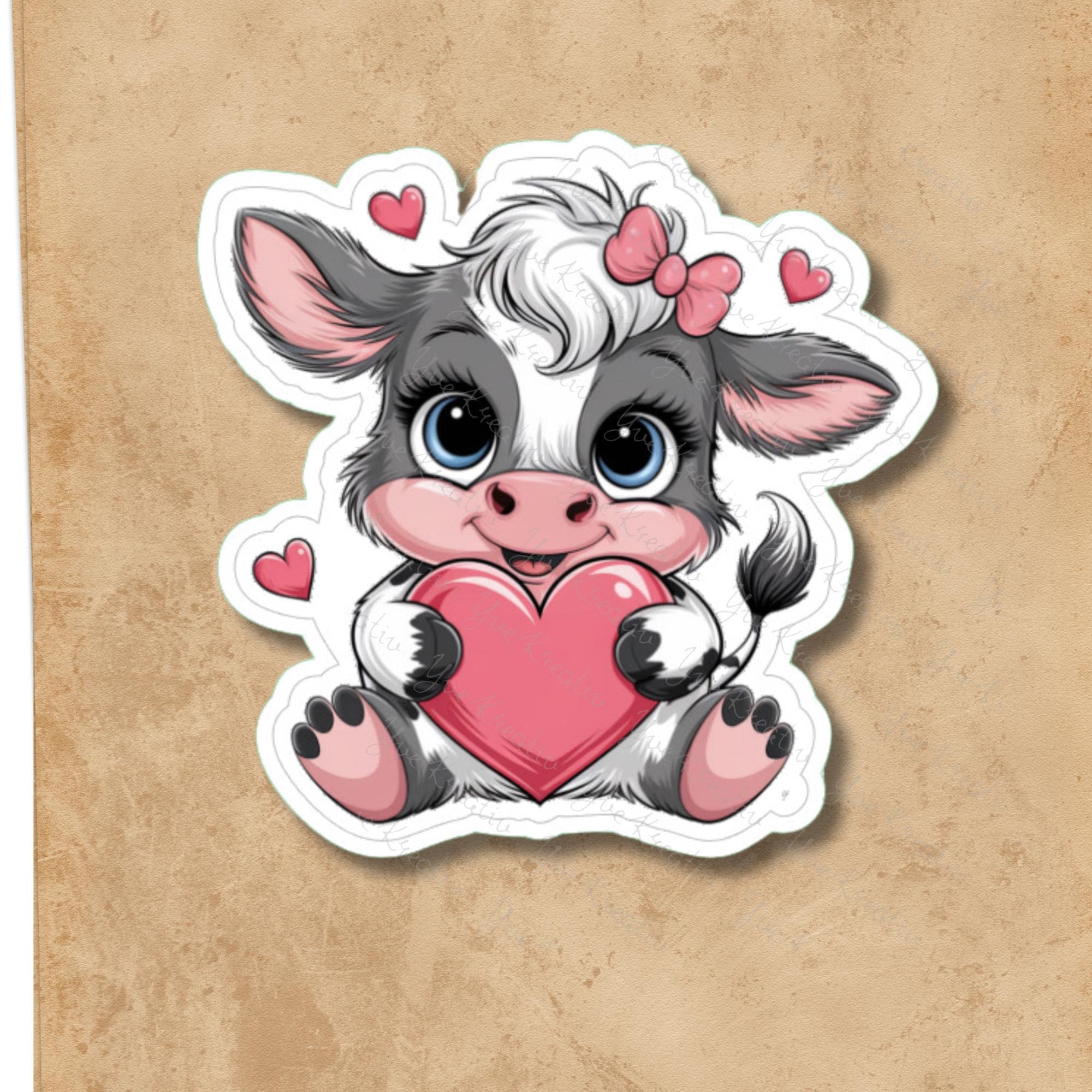 Großer Aufkleber, Love Cow Sticker, großer Koffer Sticker, Kofferaufkleber  -  zur Auswahl in Weiß oder Transparent  #SEG8