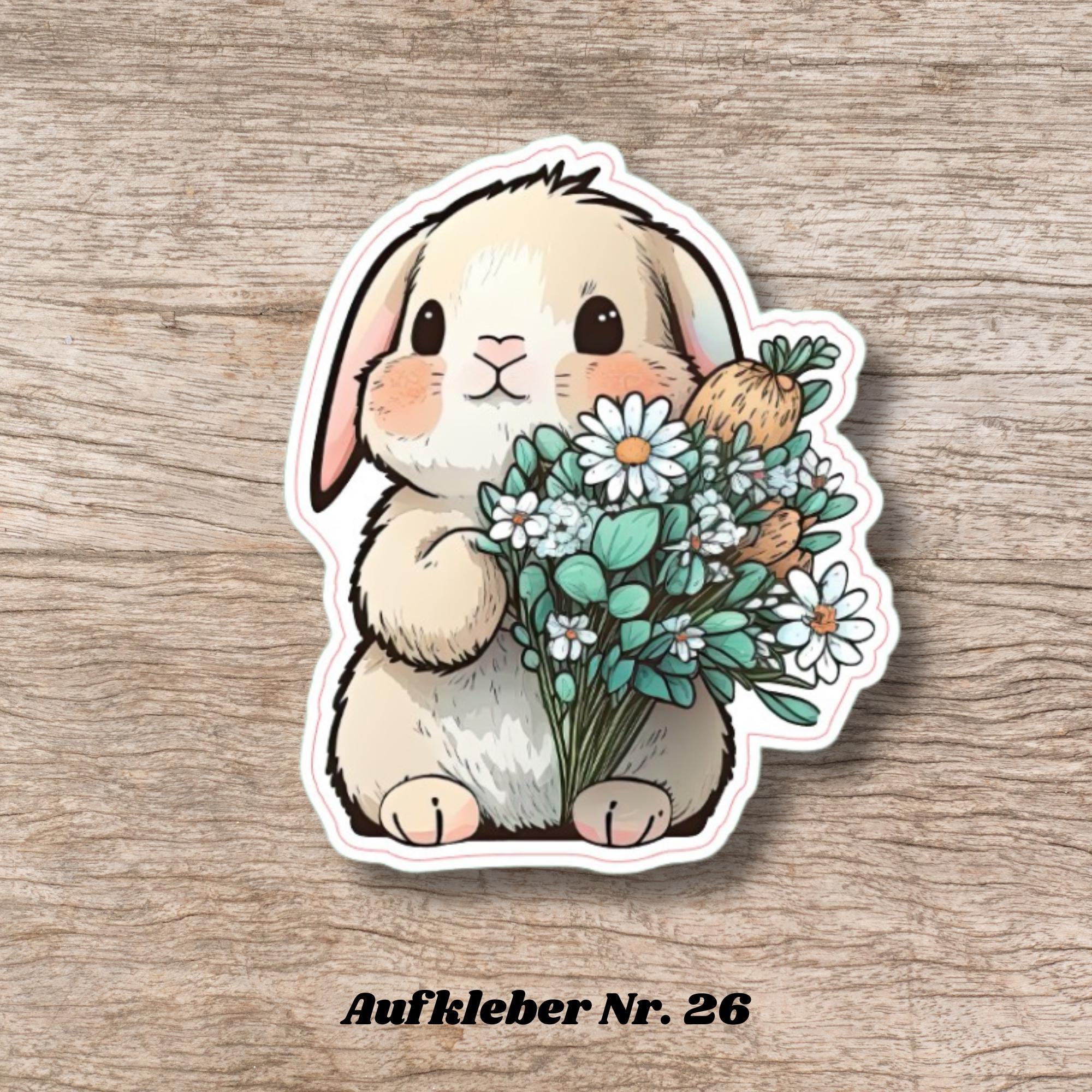 Aufkleber Ostern großer 8 cm Sticker niedliches Häschen Deko Hase Geschenkaufkleber Osterhase - zur Auswahl in Weiß oder Transparent  #SEG8