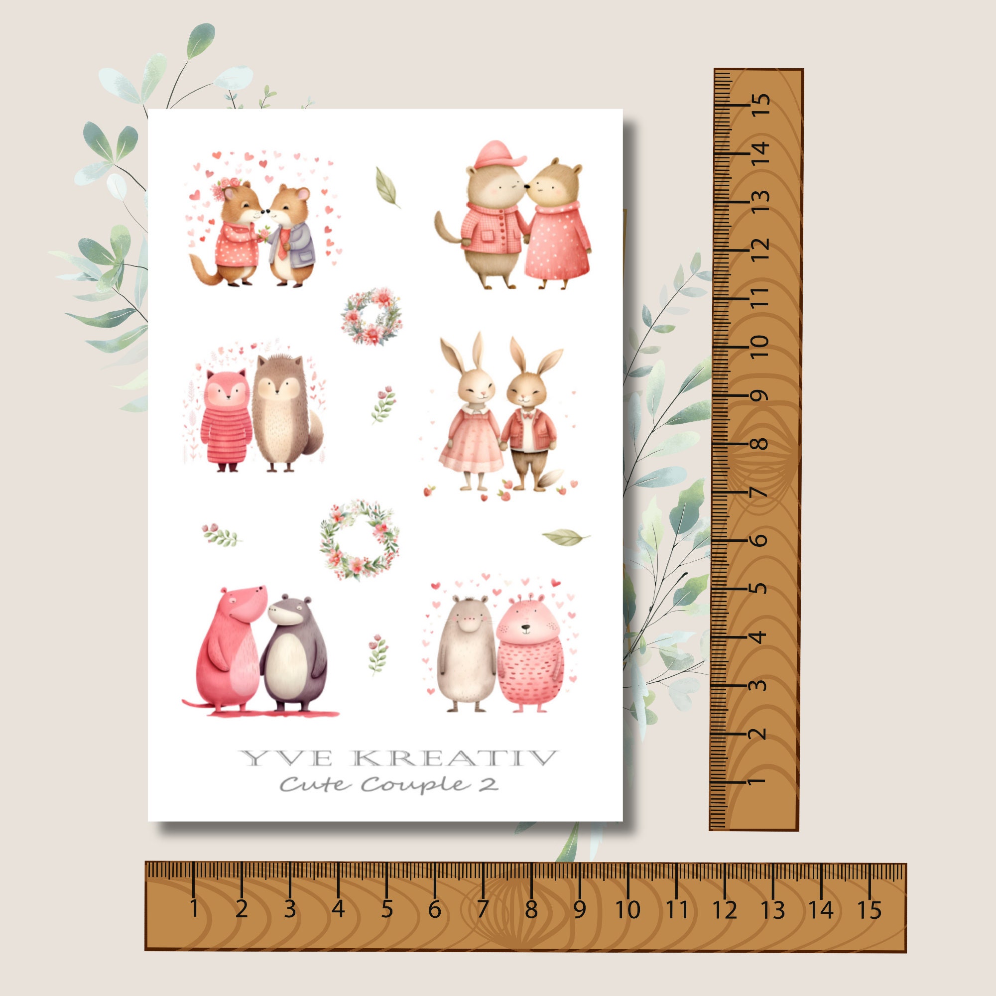 Sticker Bogen Aufkleber "Cute Couple" | Sticker Set - 3 Stickerbogen zur Auswahl in Weiß - Transparent - Matt - Glanz  #SBA6