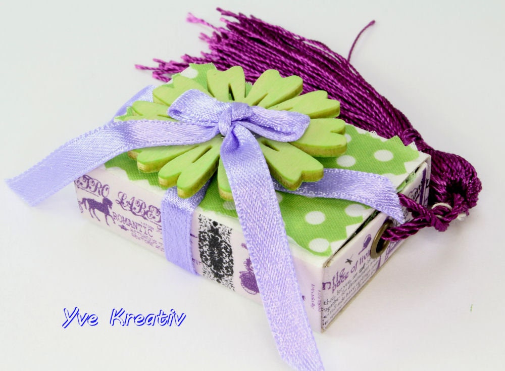 Kleine Schachtel mit Lavendel, verzierte Streichholzschachtel als originelle Geschenkverpackung für Geld, Gutscheine und mehr 
