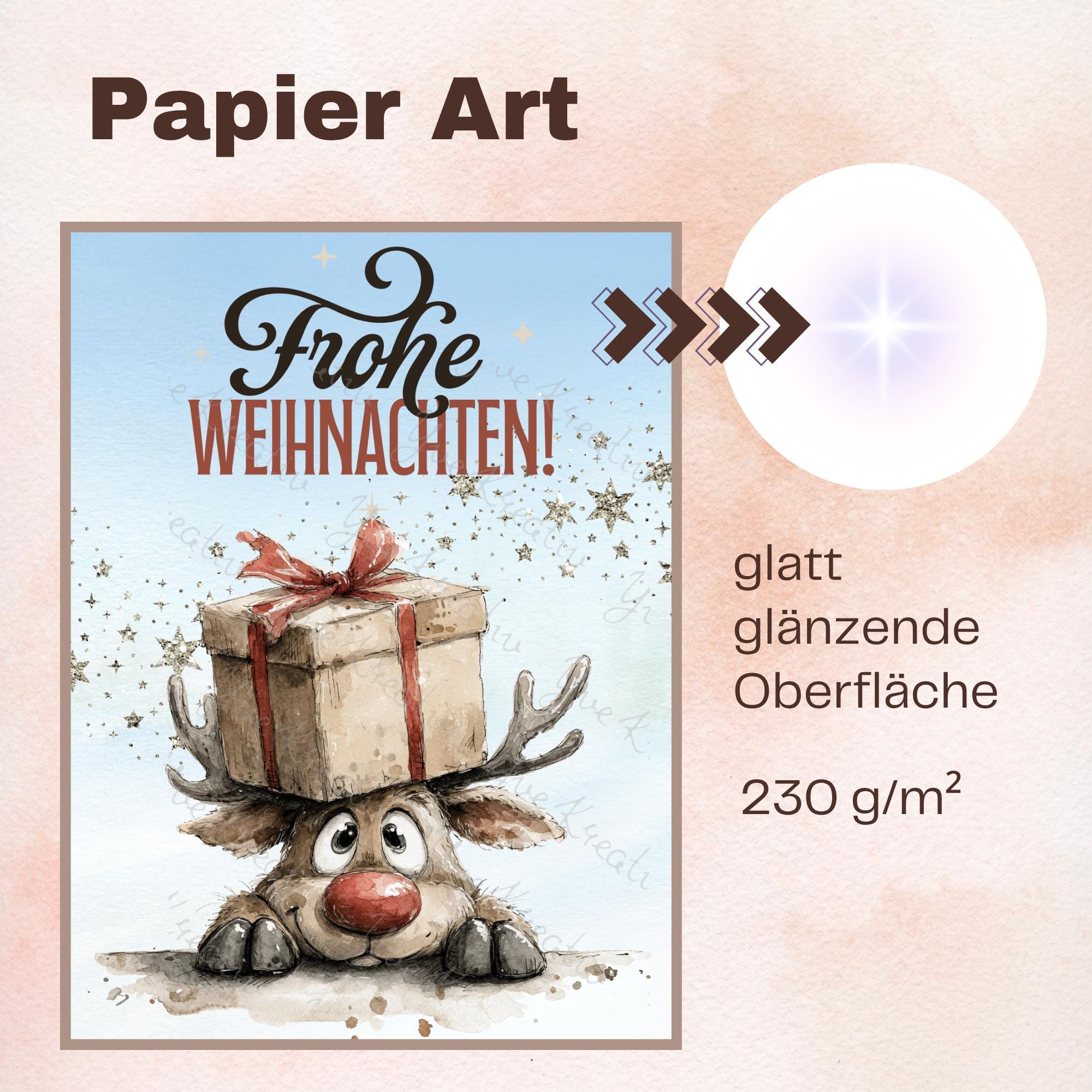 Postkarte Lustiges Rentier Grußkarte Karte zu Weihnachten Wintergrußkarte Weihnachtskarte Geschenkkarte Hochglanz Karte A6 #PWE201