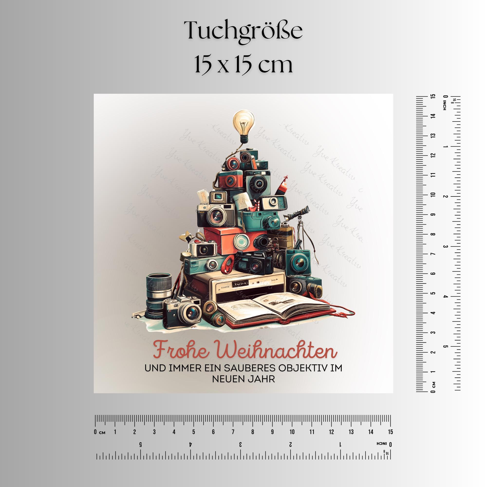 Brillenputztuch Tannenbaum Weihnachten Wichtelgeschenk Fotograf Geschenk bedrucktes Mikrofasertuch für Brillen Display Handy Objektiv #WE25