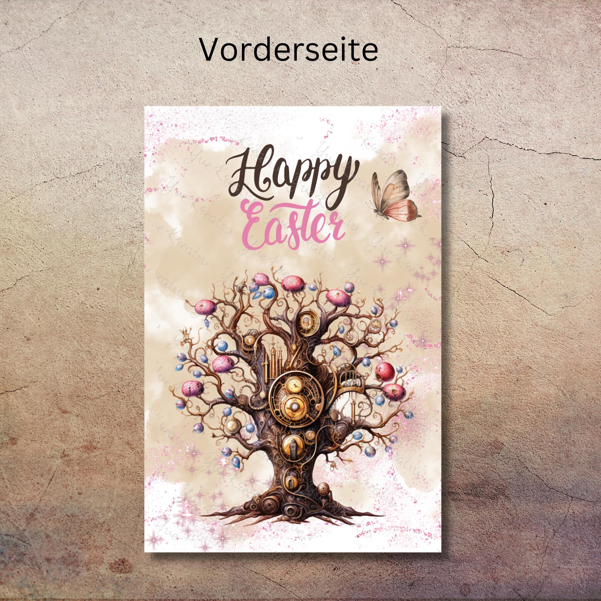 Karte zu Ostern, Postkarte, Glückwunschkarte, Grußkarte, Geschenkkarte auf DIN A6 Karte mit Glanzoberfläche #PHO