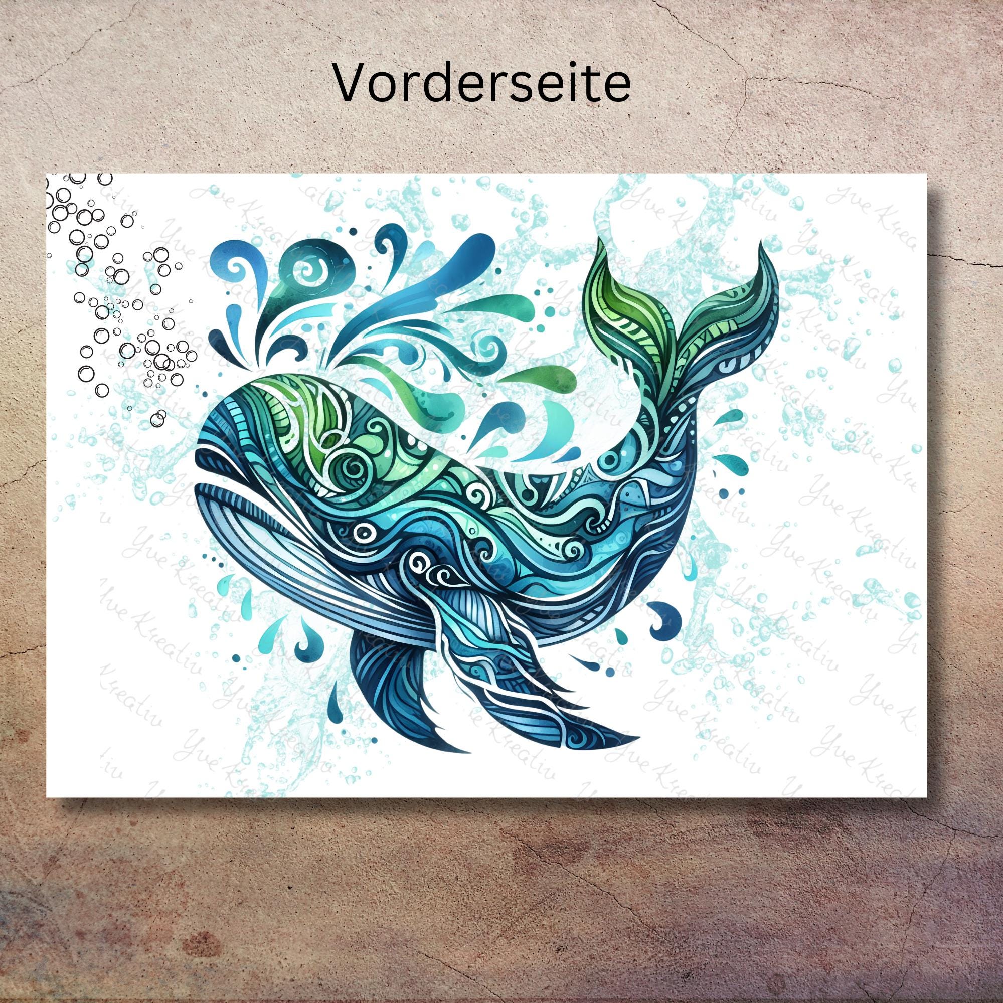 Postkarte, Grußkarte, Karte, Glückwunschkarte, Vatertag Karte I Wal  #PLS