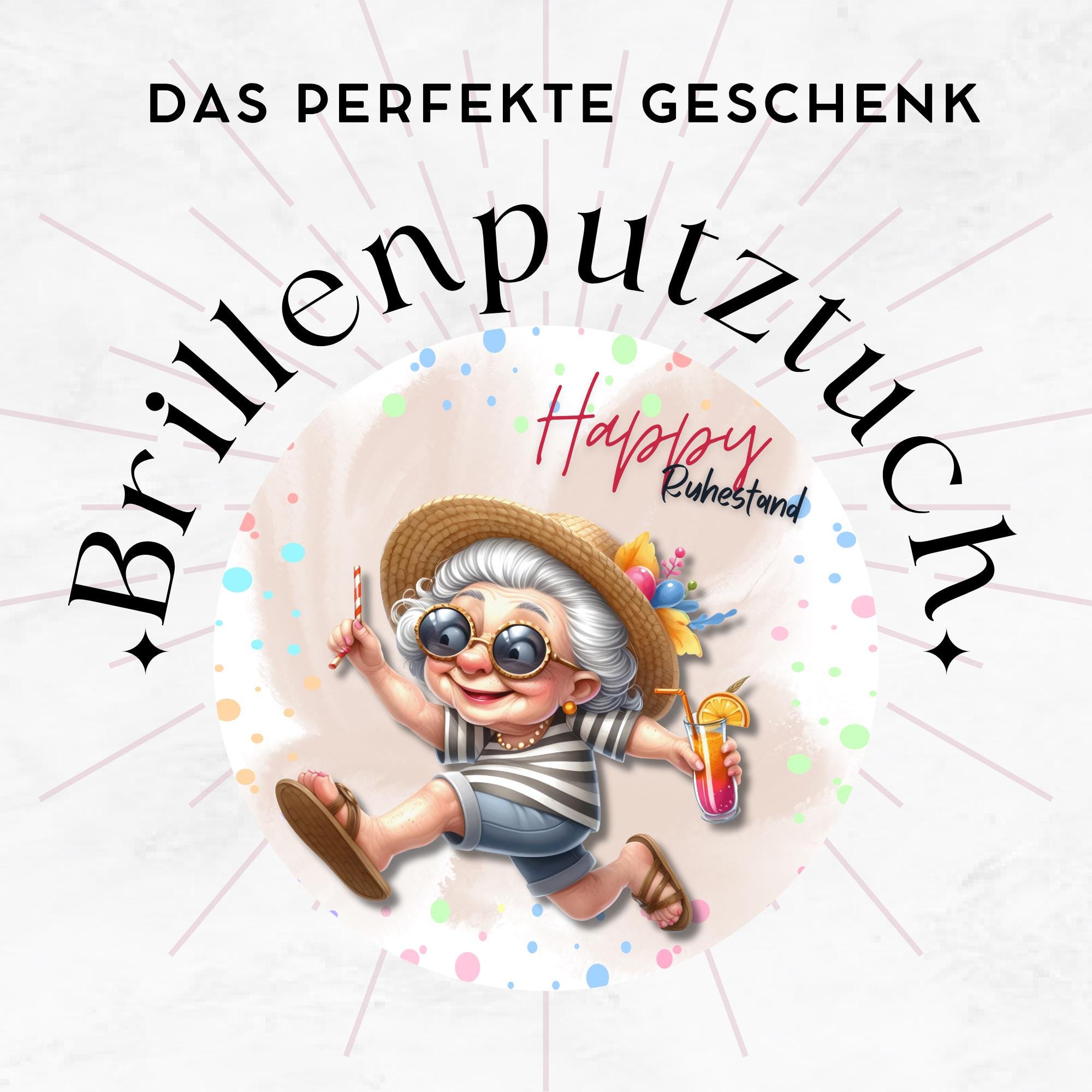 Brillenputztuch Ruhestand bedrucktes Mikrofasertuch für Brille Sonnenbrille Display Handy Geschenk zur Rente Abschied Kollegin #BE11