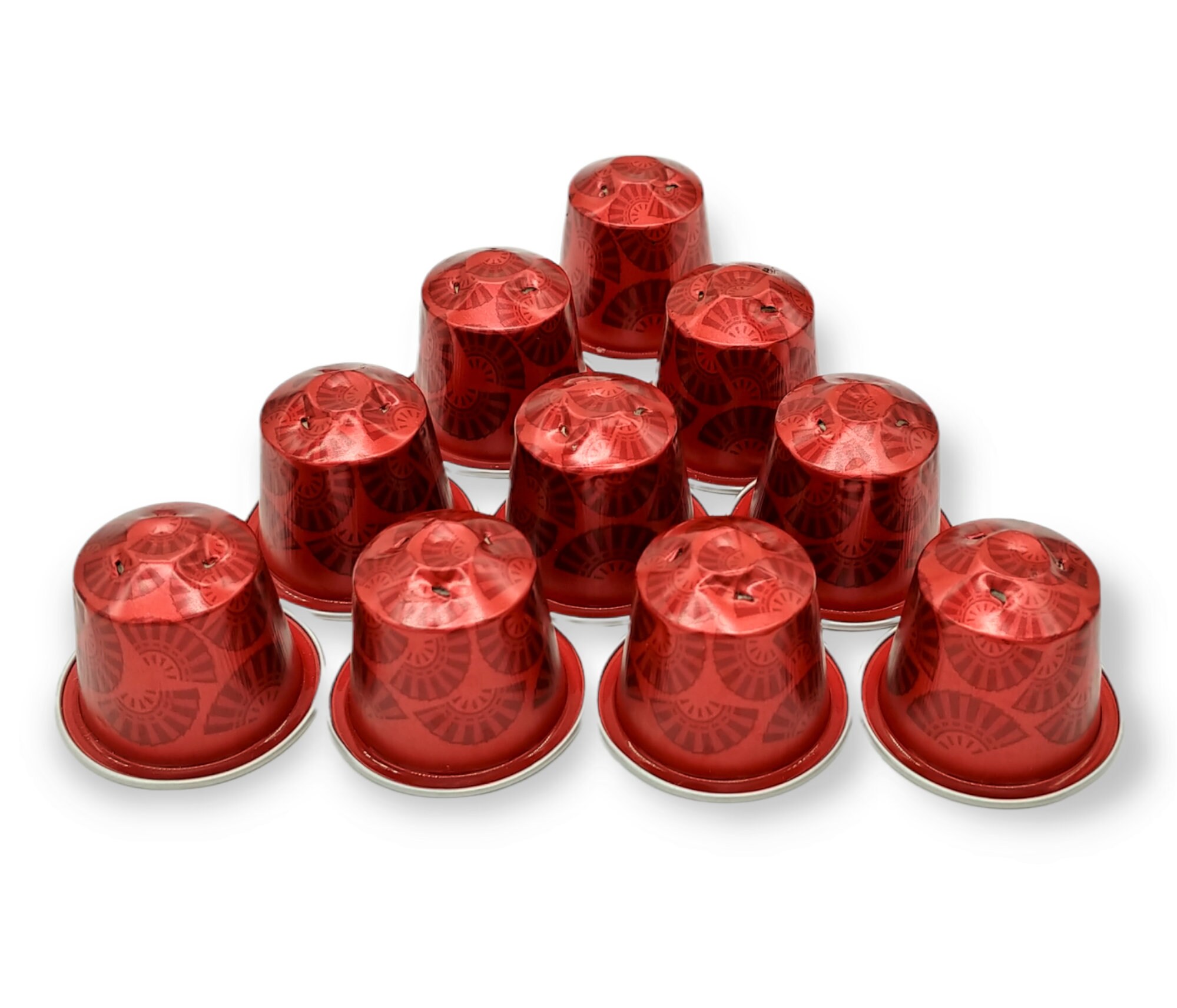 10 leere Kaffeekapseln Farbe : rot "Fächermuster"  #KNS