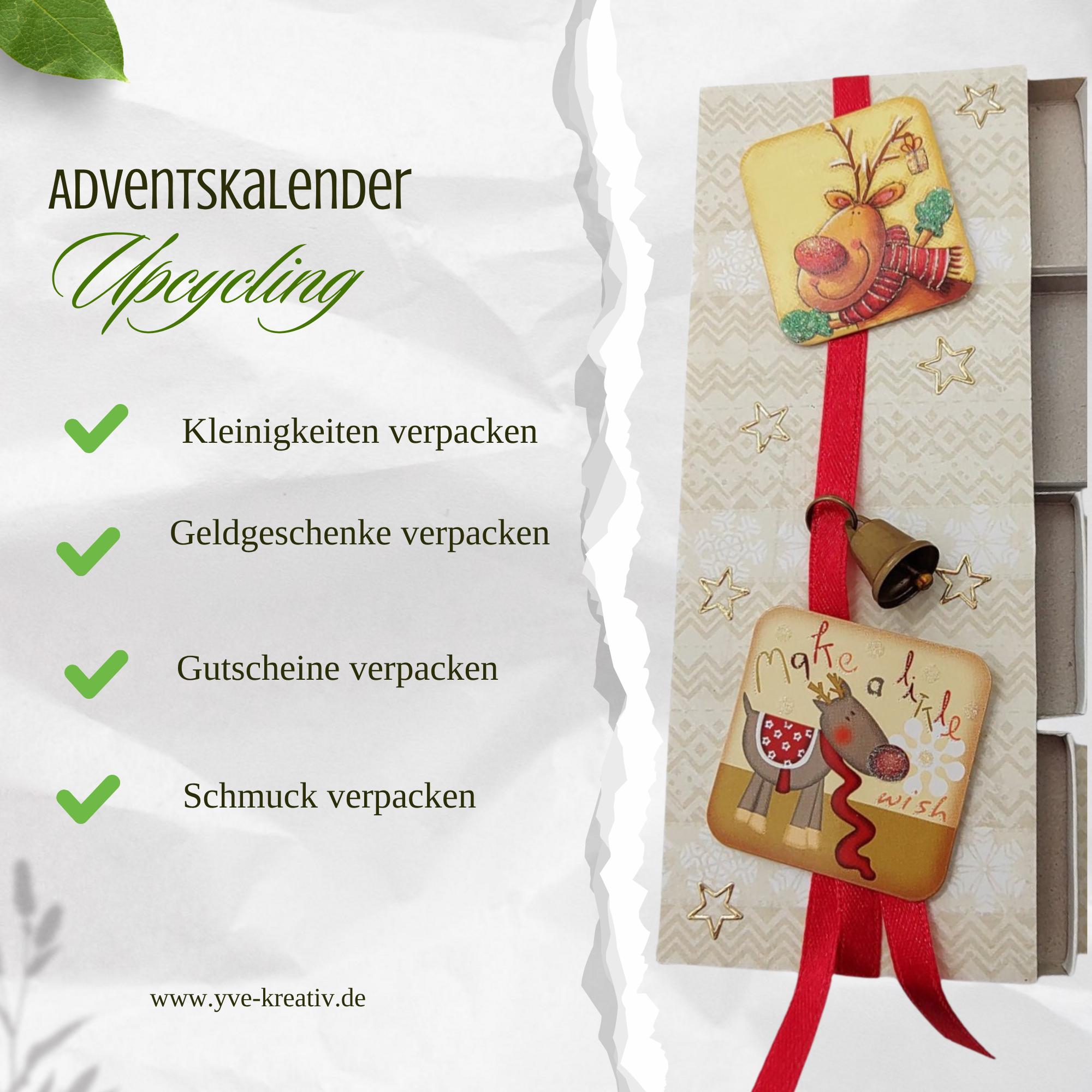 Adventskalender zum Befüllen aus 4 Streichholzschachteln Upcycling kleine Adventsgeschenke Geldgeschenk Weihnachten Mitbringsel #613960800