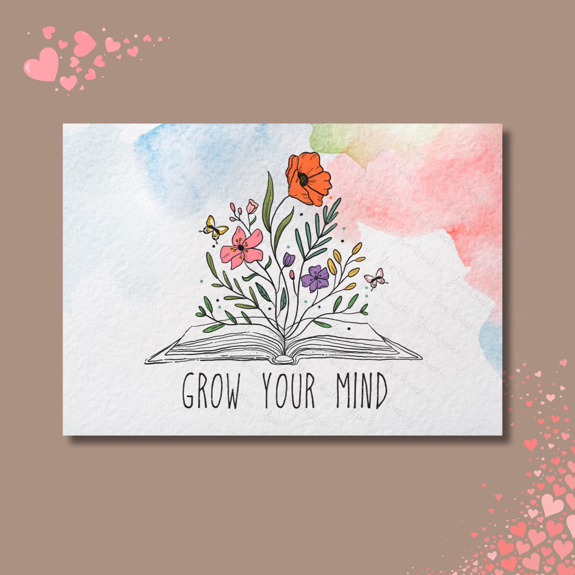 Postkarte Grow Your Mind Grußkarte Karte Geburtstag Motivation Aufmunterung Mitbringsel Freundin #PLS Postkarte Grow Your Mind Grußkarte Karte Geburtstag Motivation Aufmunterung Mitbringsel Freundin #PLS