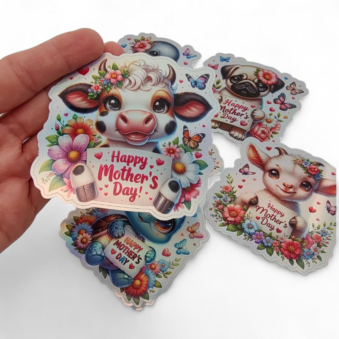 Holographischer Sticker "Niedliche Tiere zum Muttertag" | Sticker Set - Aufkleber 14 Sticker zur Auswahl I wasserfest #SHOL Holographischer Sticker "Niedliche Tiere zum Muttertag" | Sticker Set - Aufkleber 14 Sticker zur Auswahl I wasserfest #SHOL