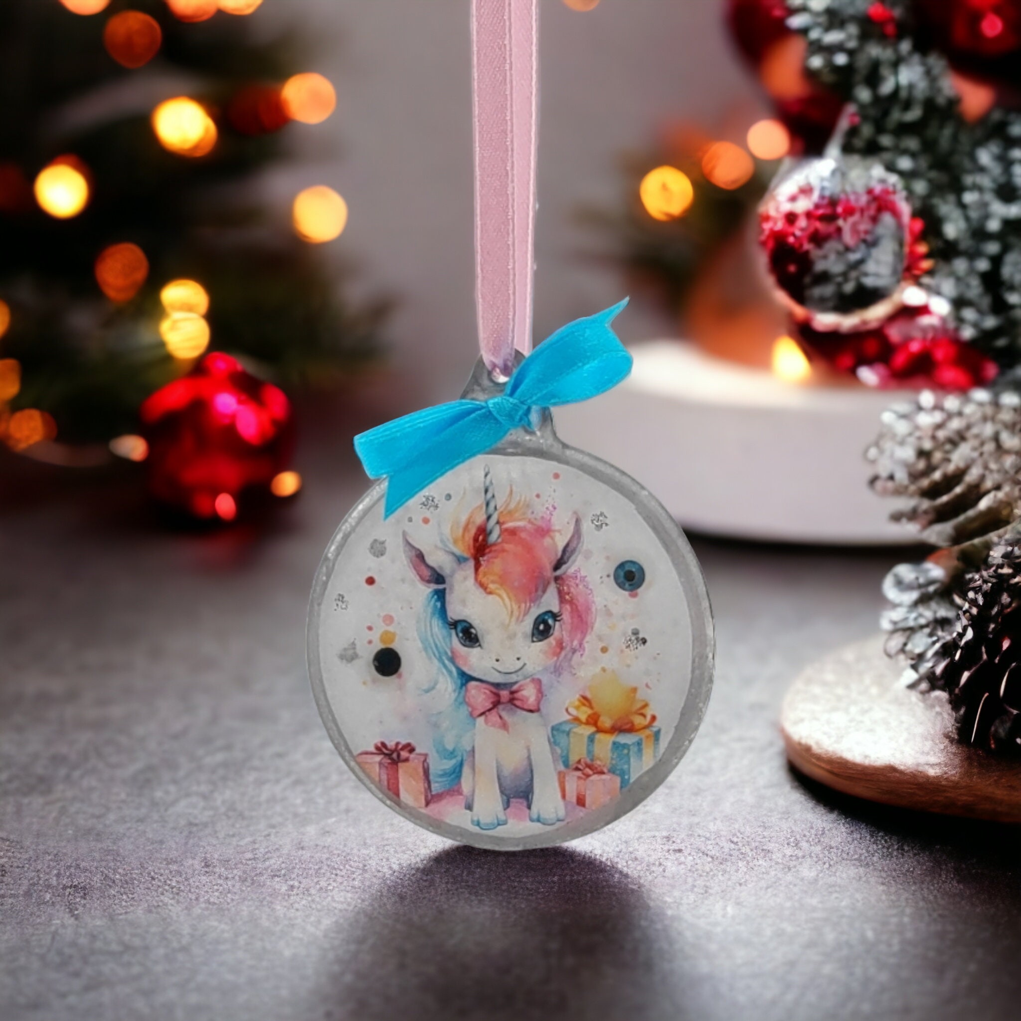 Weihnachtskugel Weihnachtsschmuck Baumanhänger Christmas Ornaments Weihnachten Baumkugel  Motiv "Einhorn"  #1620752029