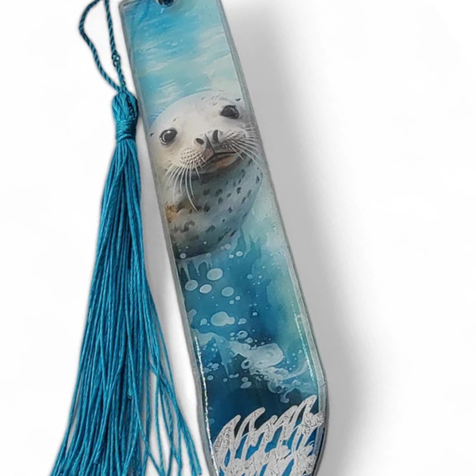 Lesezeichen aus Epoxidharz transparent Robbe Geschenk Geburtstag Urlaub Mitbringsel zum Buchgeschenk Maritim Seehund #LEEPOX